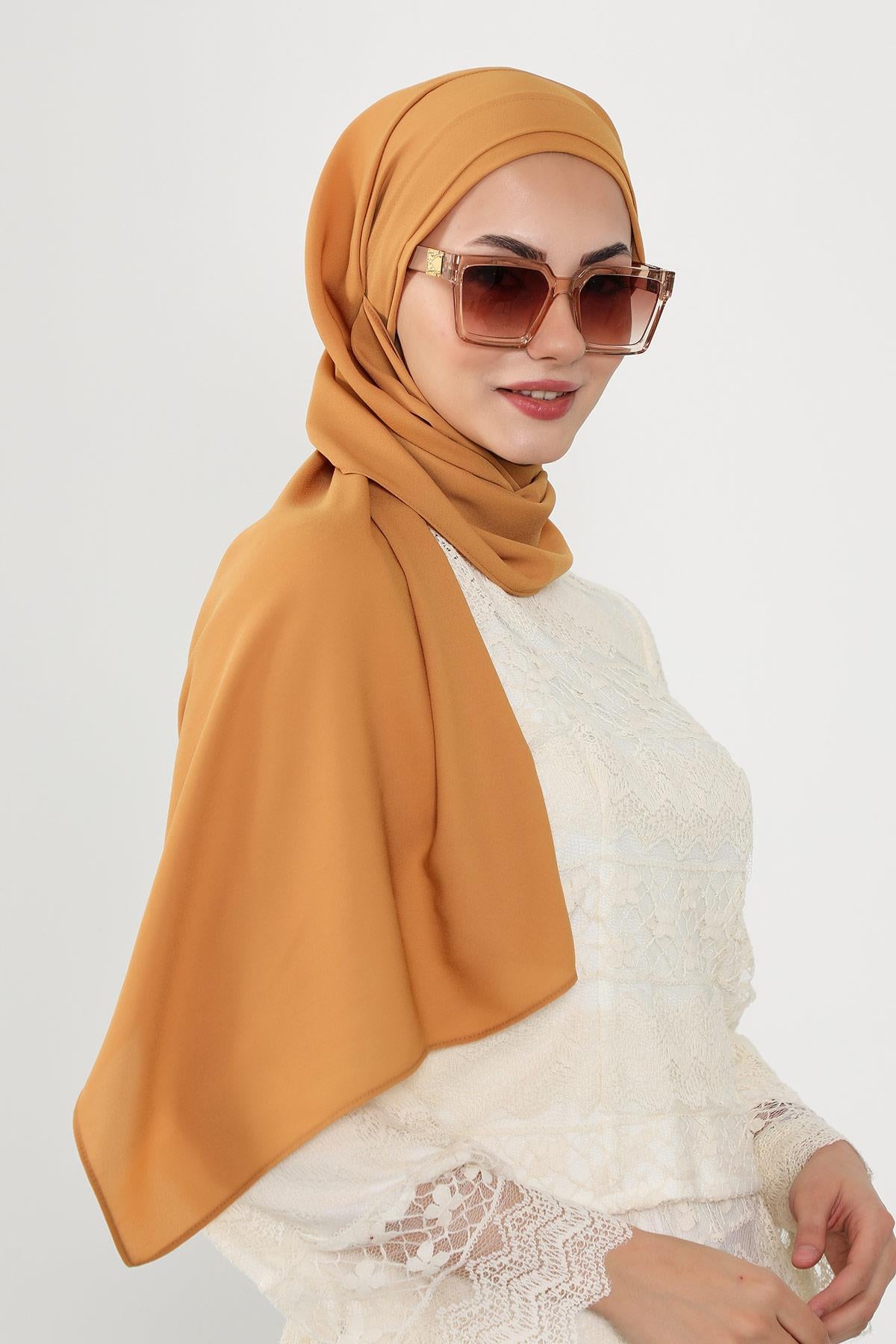 Önü Pileli Tasarım Krep Pratik Şal,PS-54