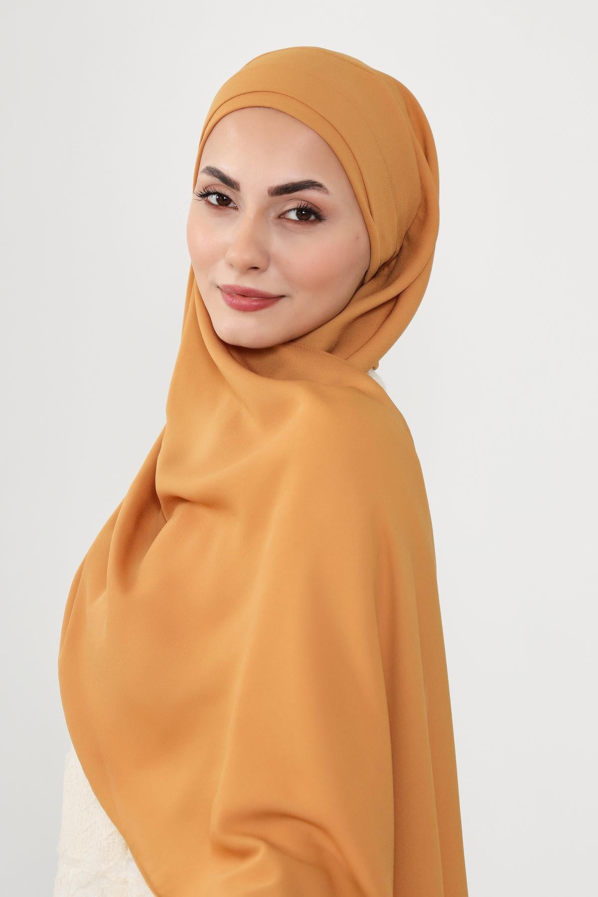 Önü Pileli Tasarım Krep Pratik Şal,PS-54