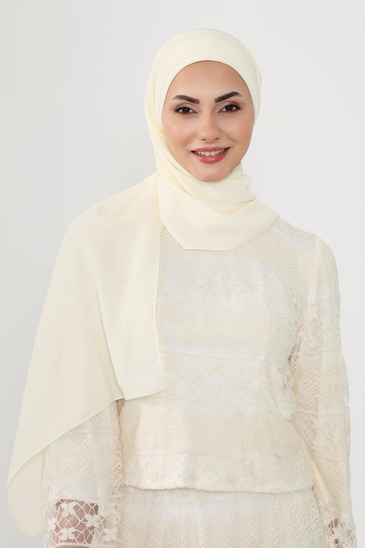 Önü Pileli Tasarım Krep Pratik Şal,PS-54