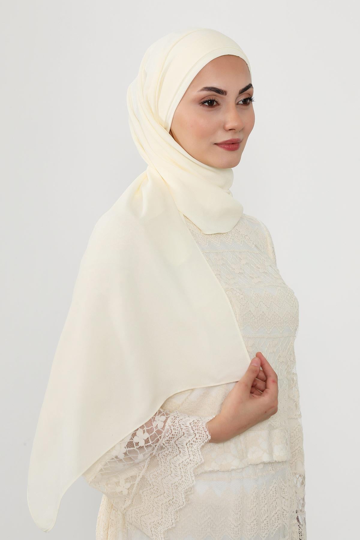 Önü Pileli Tasarım Krep Pratik Şal,PS-54