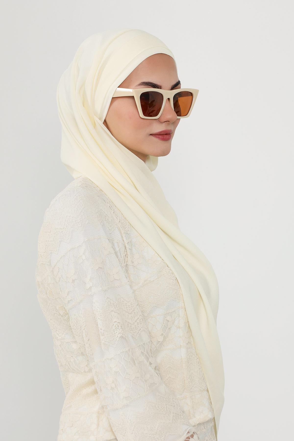 Önü Pileli Tasarım Krep Pratik Şal,PS-54