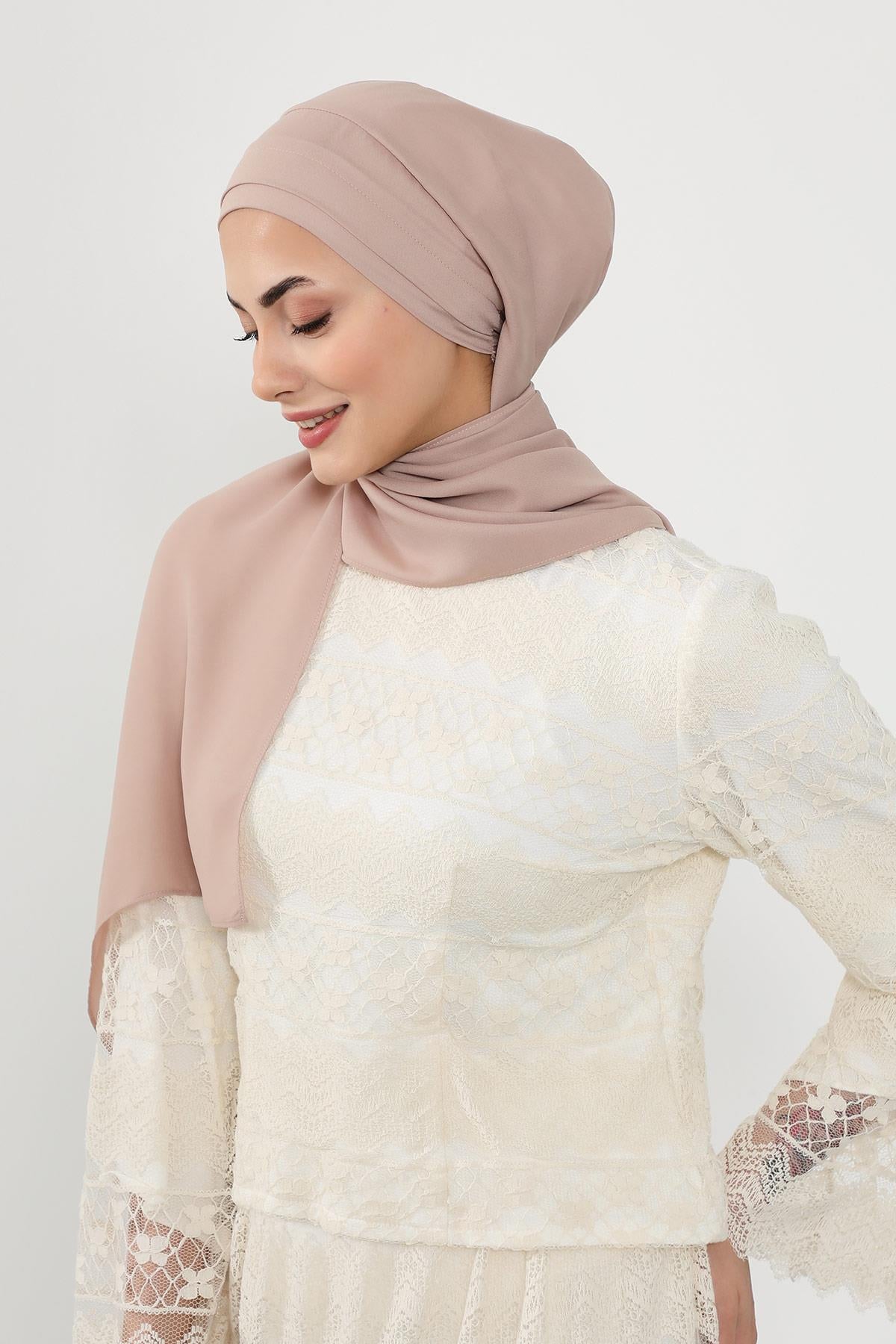 Önü Pileli Tasarım Krep Pratik Şal,PS-54