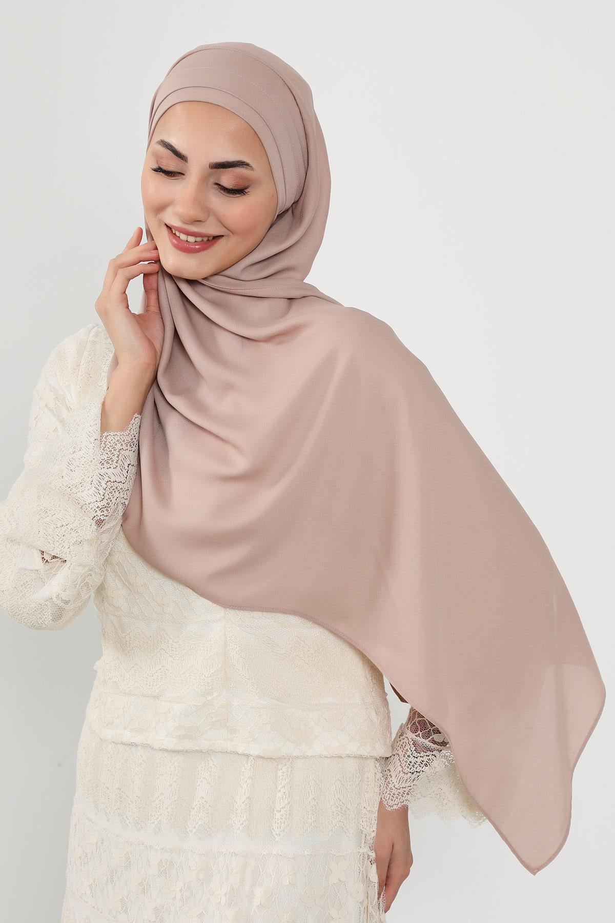 Önü Pileli Tasarım Krep Pratik Şal,PS-54