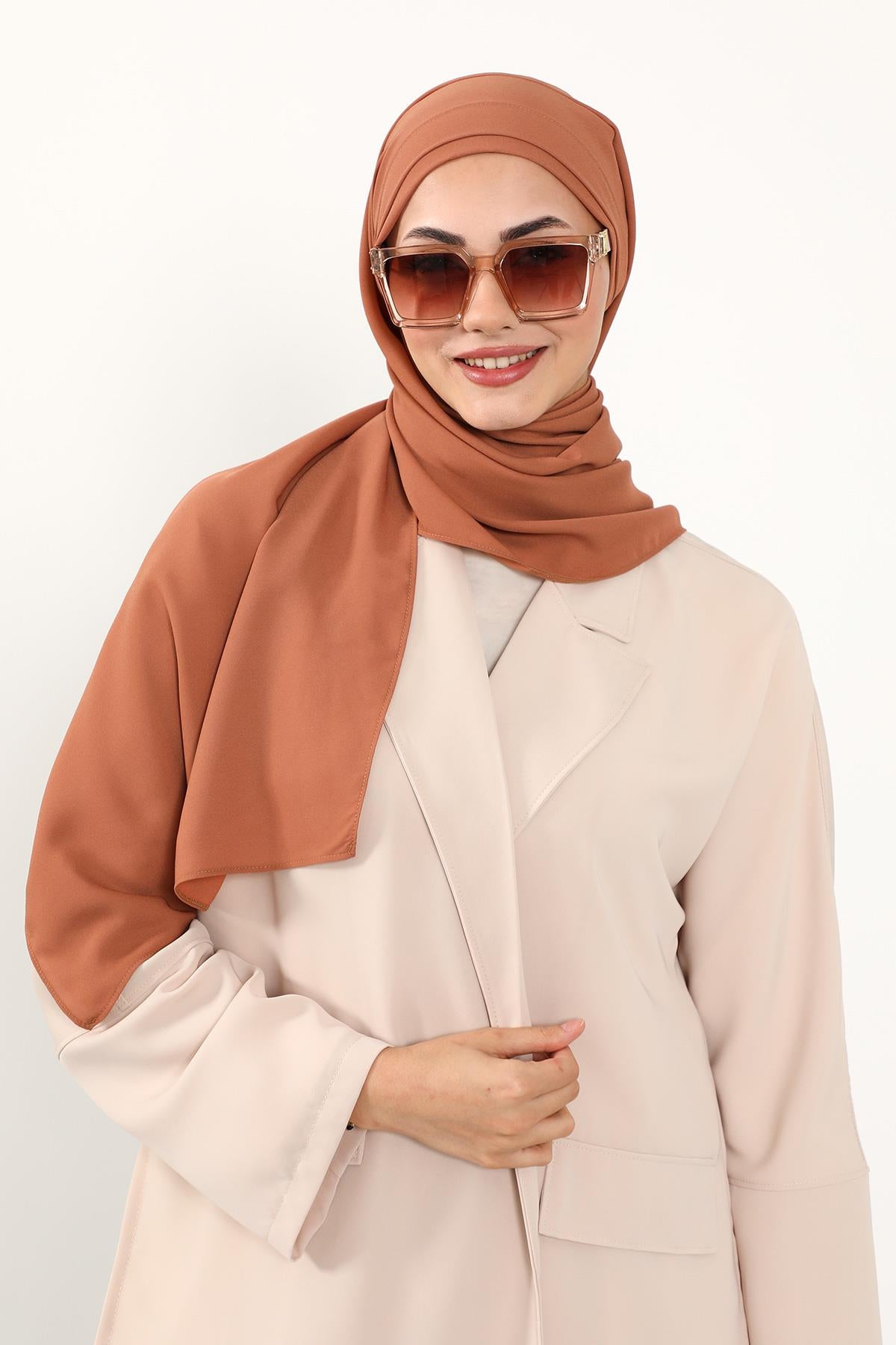 Önü Pileli Tasarım Krep Pratik Şal,PS-54