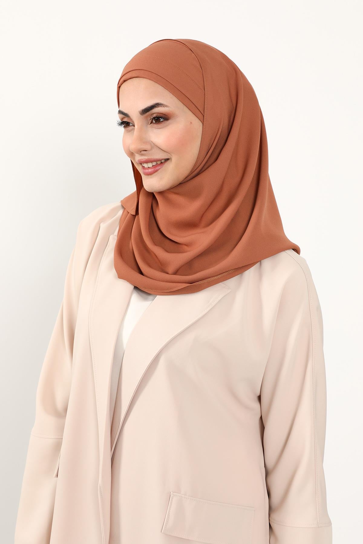 Önü Pileli Tasarım Krep Pratik Şal,PS-54