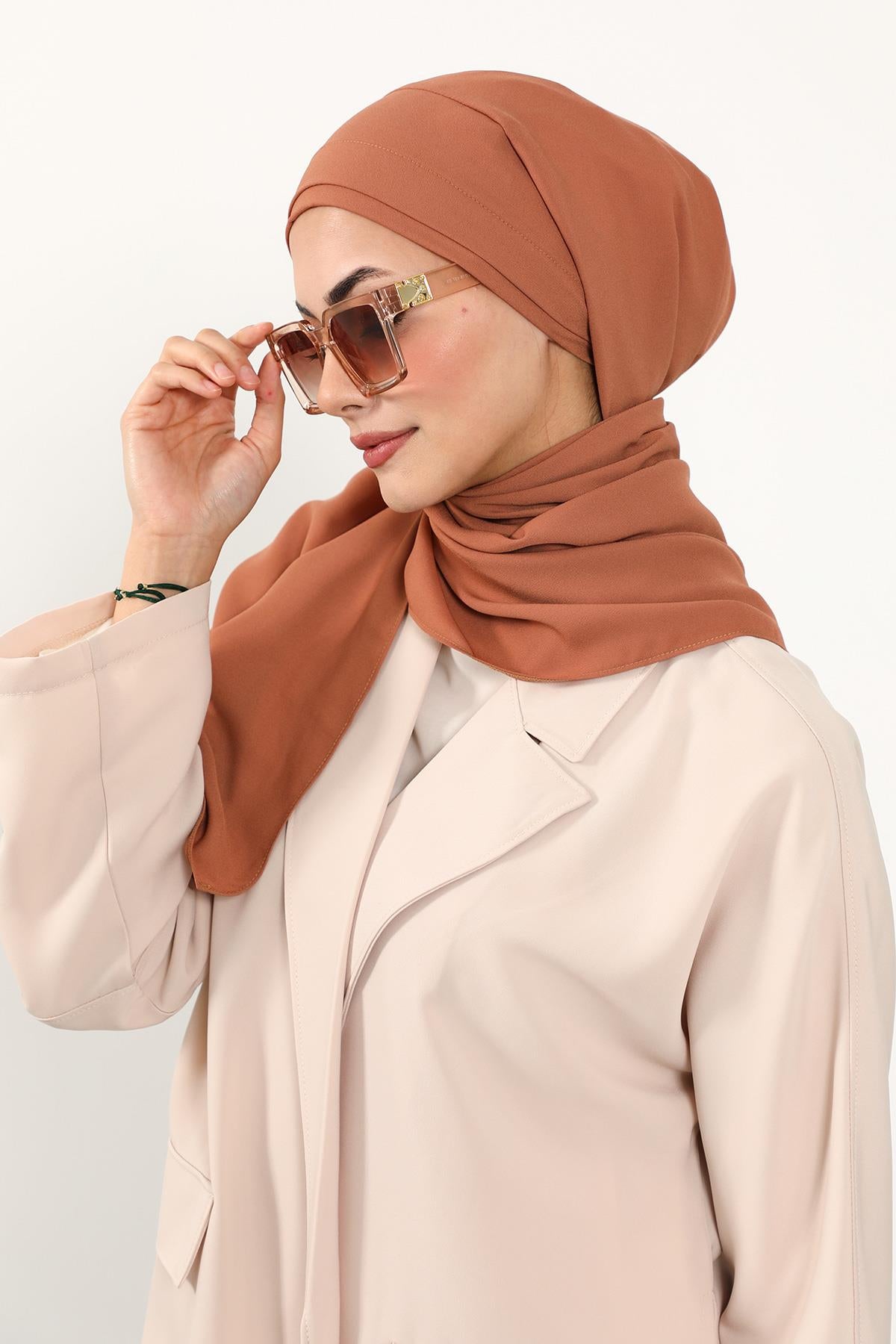 Önü Pileli Tasarım Krep Pratik Şal,PS-54