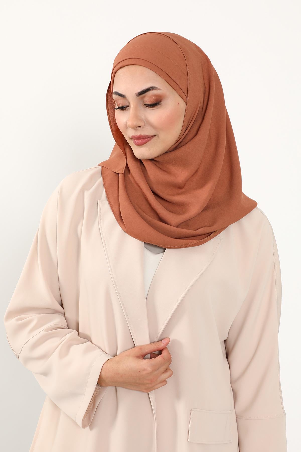 Önü Pileli Tasarım Krep Pratik Şal,PS-54