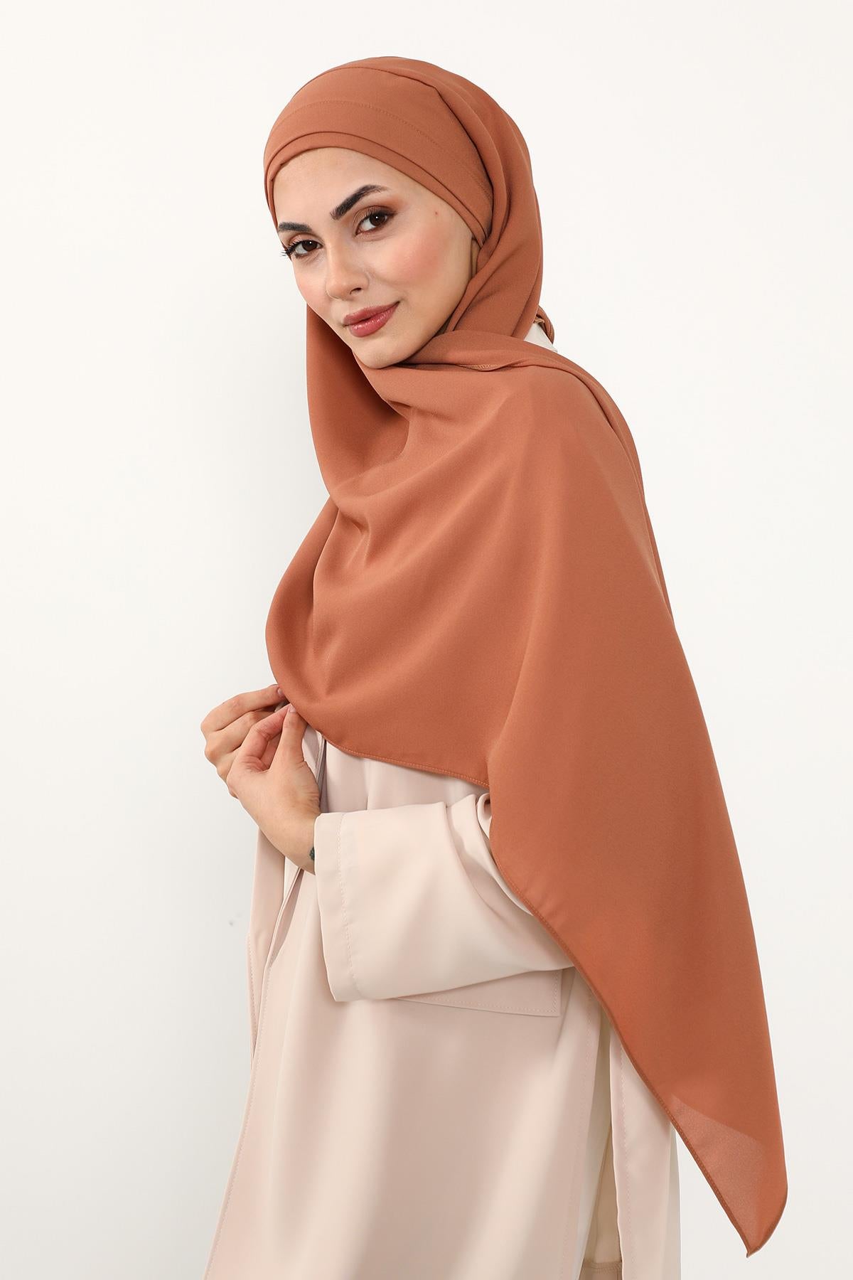 Önü Pileli Tasarım Krep Pratik Şal,PS-54