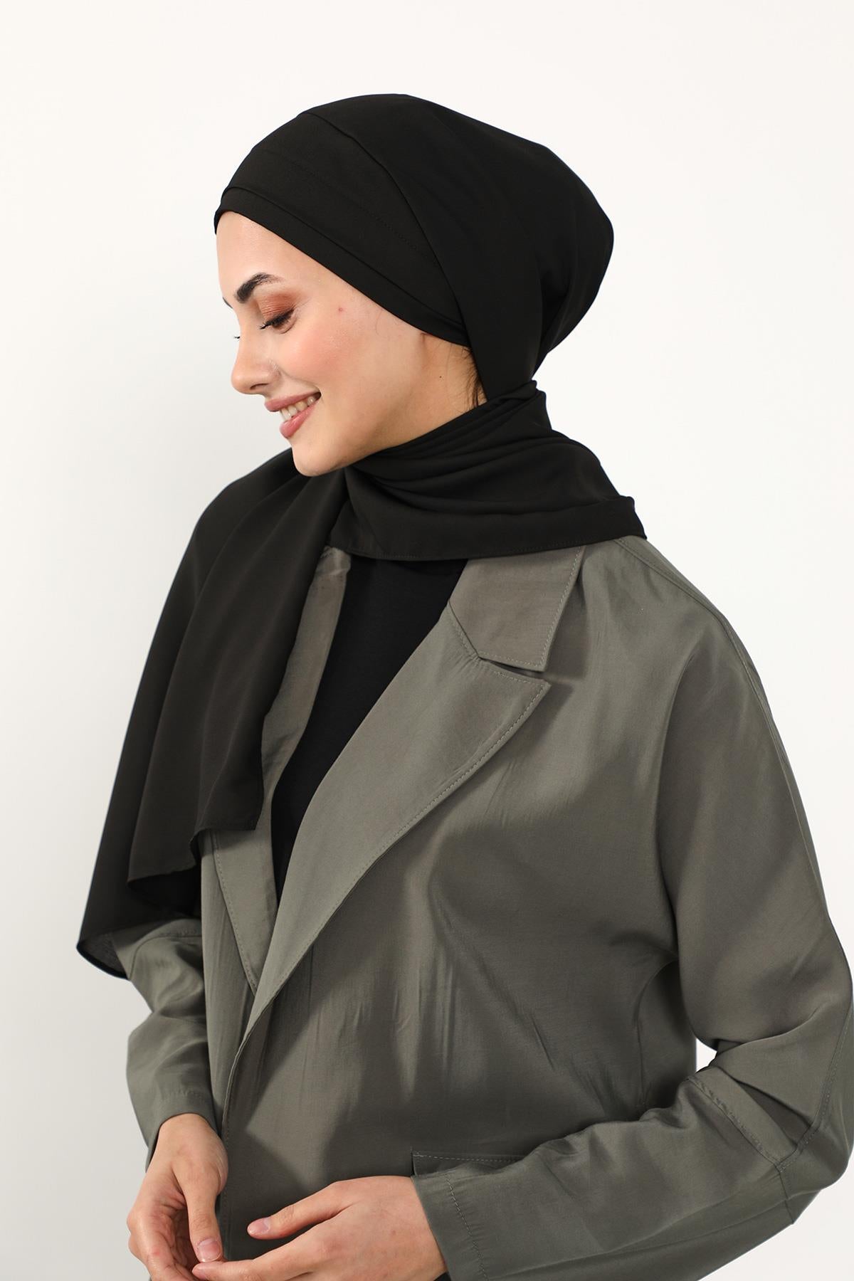 Önü Pileli Tasarım Krep Pratik Şal,PS-54