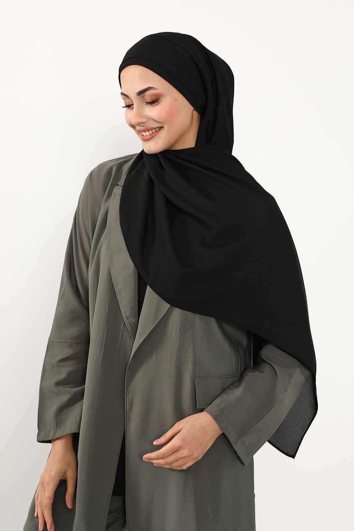 Önü Pileli Tasarım Krep Pratik Şal,PS-54