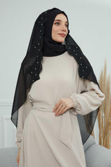 Özel Tasarım Kenarları Dantelli Pratik Şifon Şal,PS-24