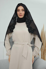 Özel Tasarım Kenarları Dantelli Pratik Şifon Şal,PS-24