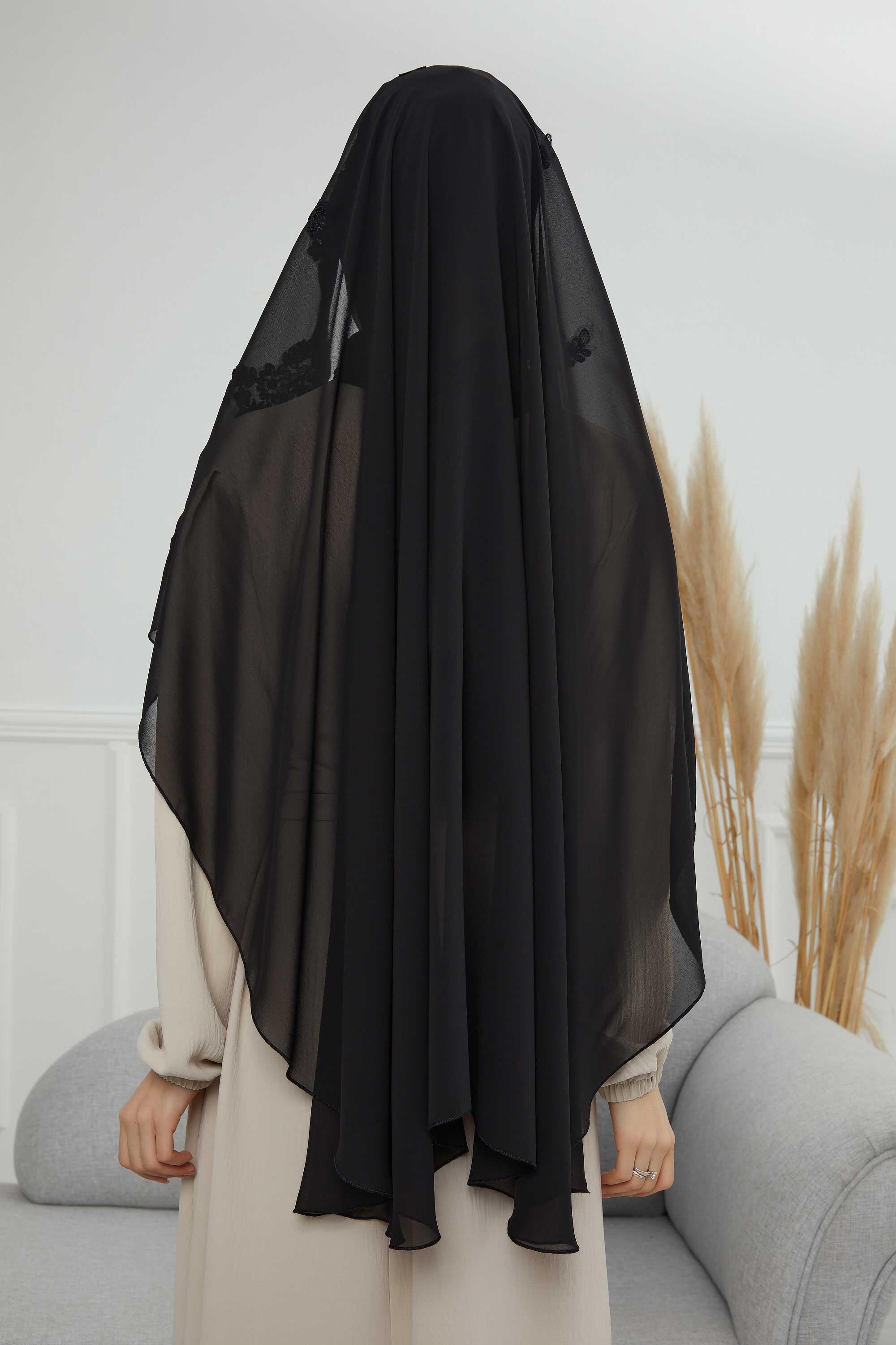 Özel Tasarım Kenarları Dantelli Pratik Şifon Şal,PS-24