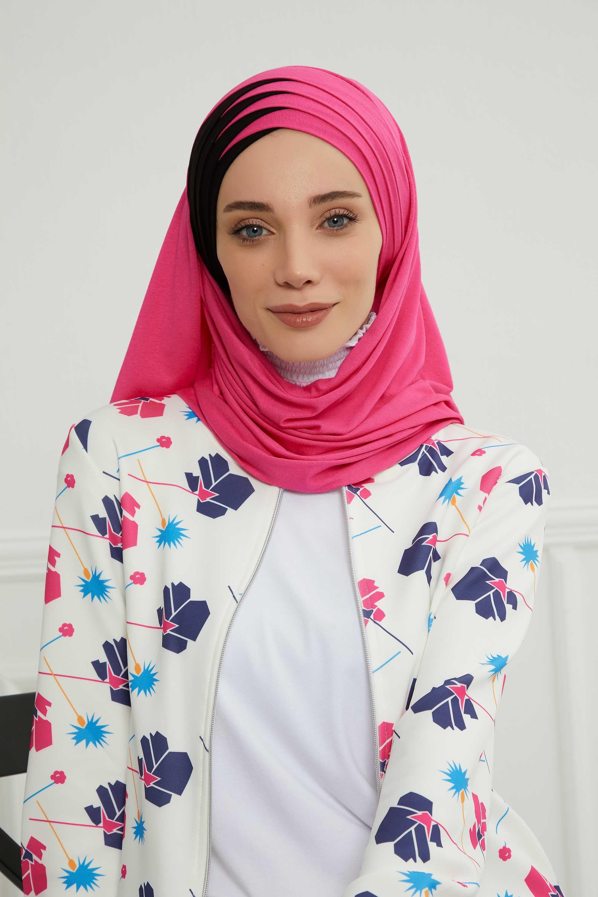Çift Renkli Tak Çık Pratik Penye Şal,CPS-49,CPS-49