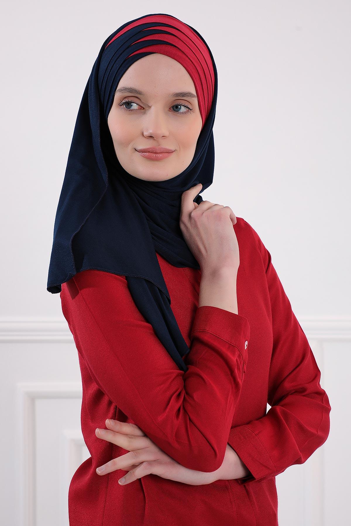 Çift Renkli Tak Çık Pratik Penye Şal,CPS-49,CPS-49