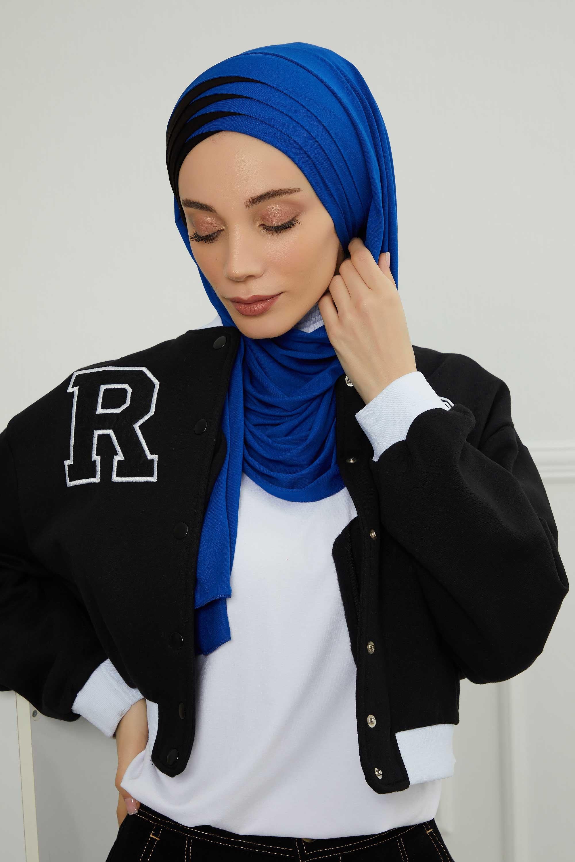 Çift Renkli Tak Çık Pratik Penye Şal,CPS-49,CPS-49
