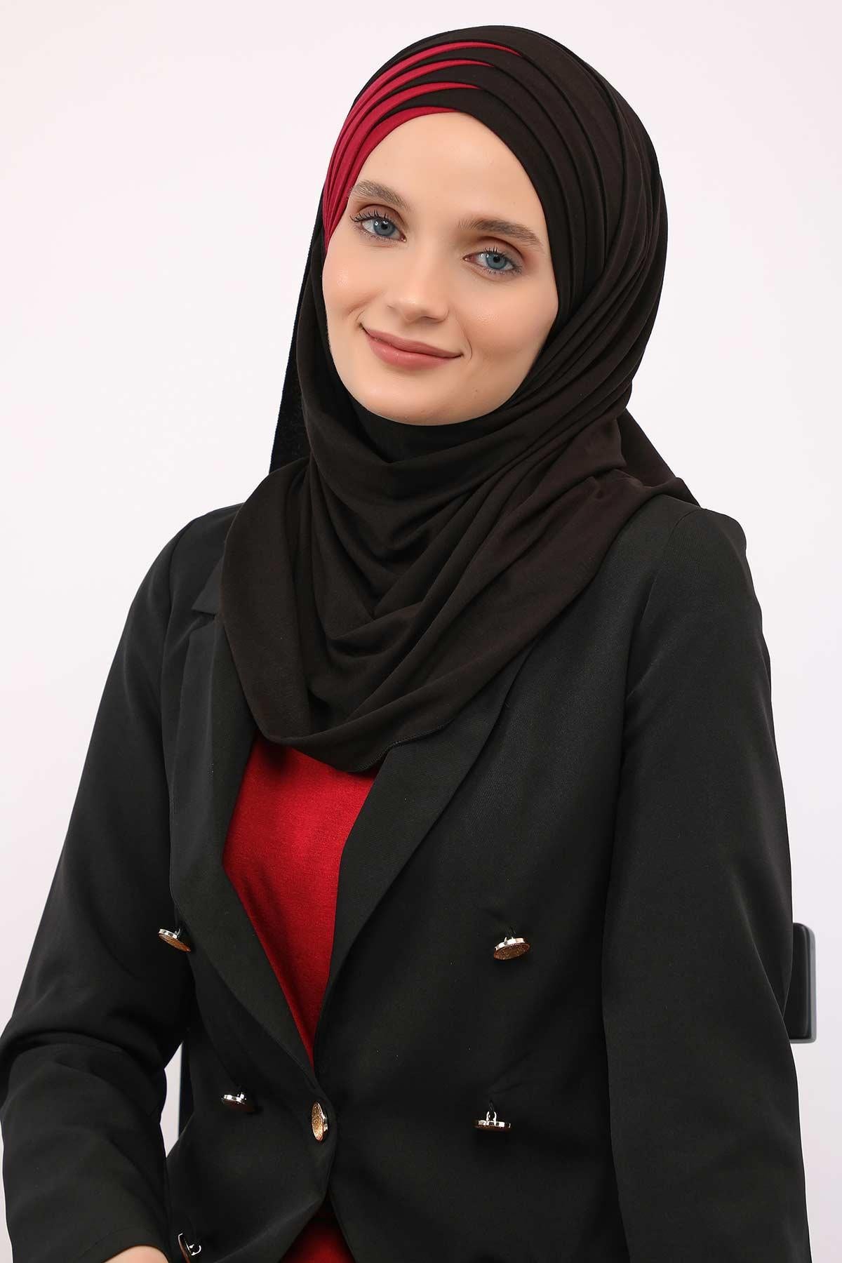 Çift Renkli Tak Çık Pratik Penye Şal,CPS-49,CPS-49