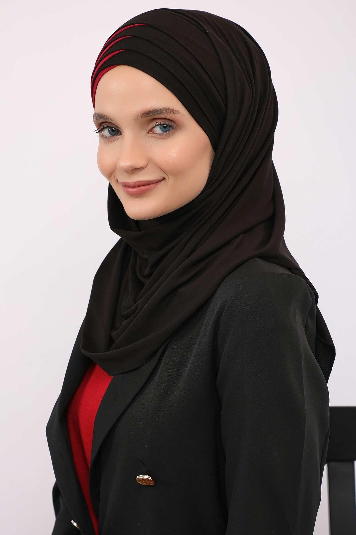 Çift Renkli Tak Çık Pratik Penye Şal,CPS-49,CPS-49