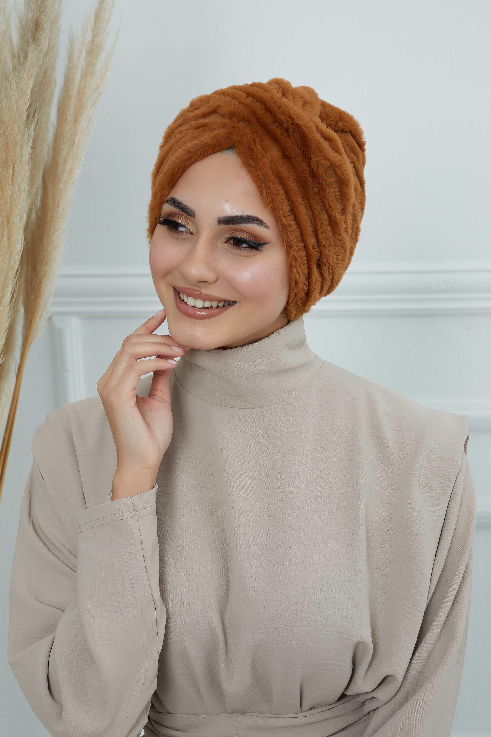 Peluş Yumaşak Dokulu Tesettür Bone,B-9PD