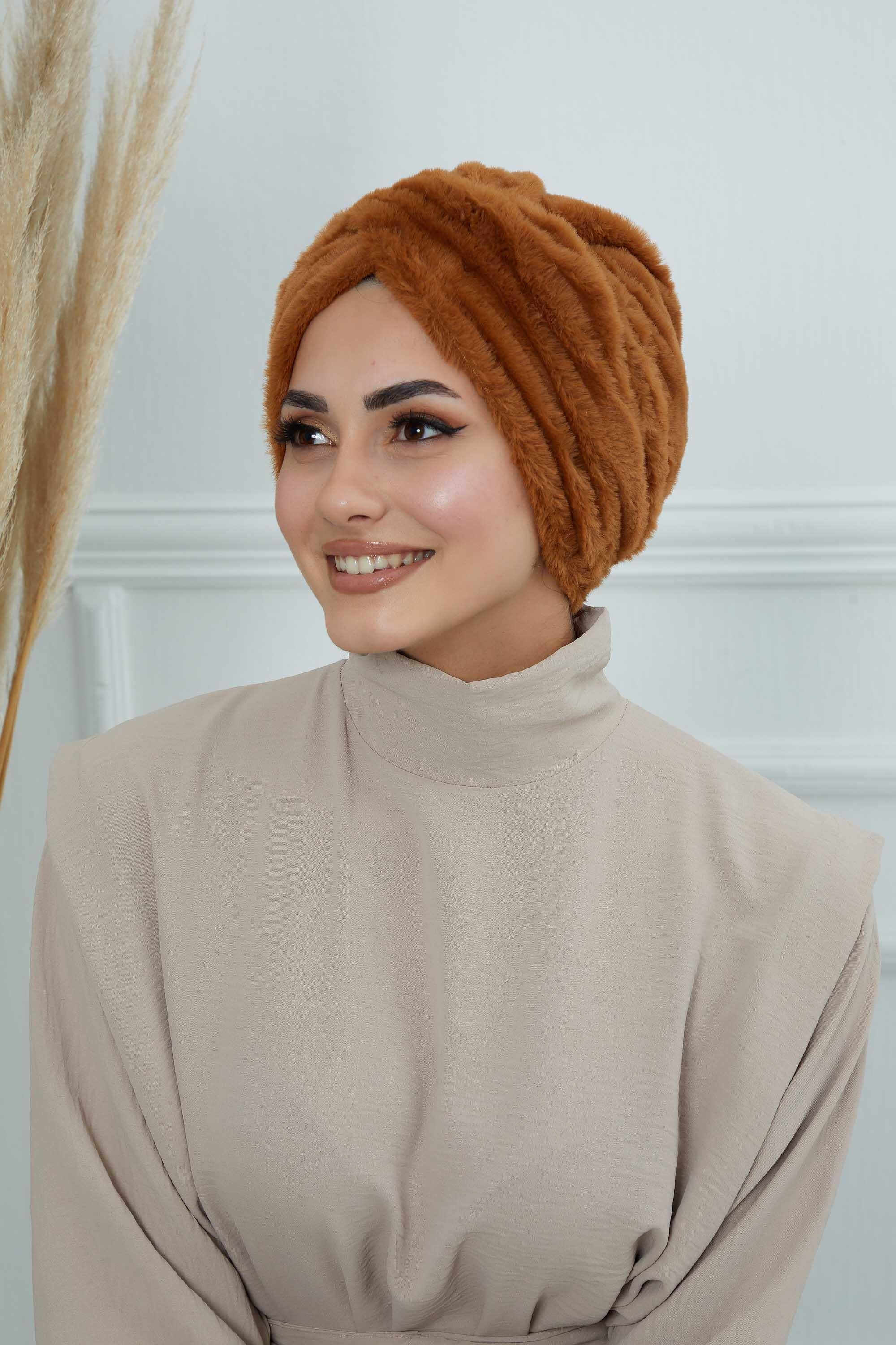 Peluş Yumaşak Dokulu Tesettür Bone,B-9PD