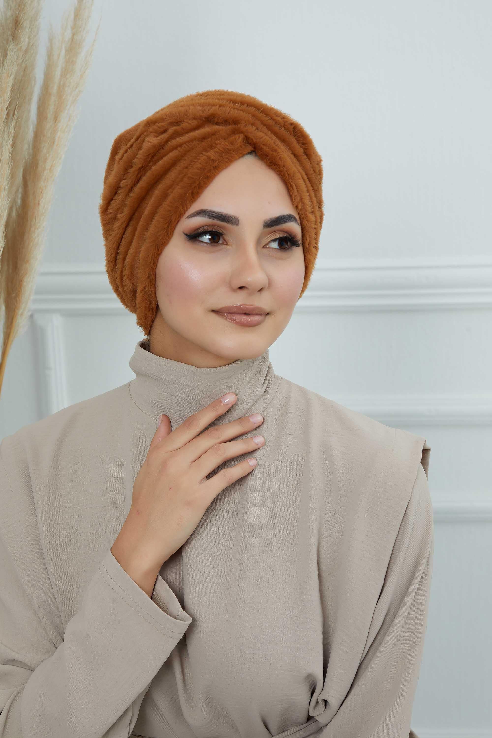 Peluş Yumaşak Dokulu Tesettür Bone,B-9PD
