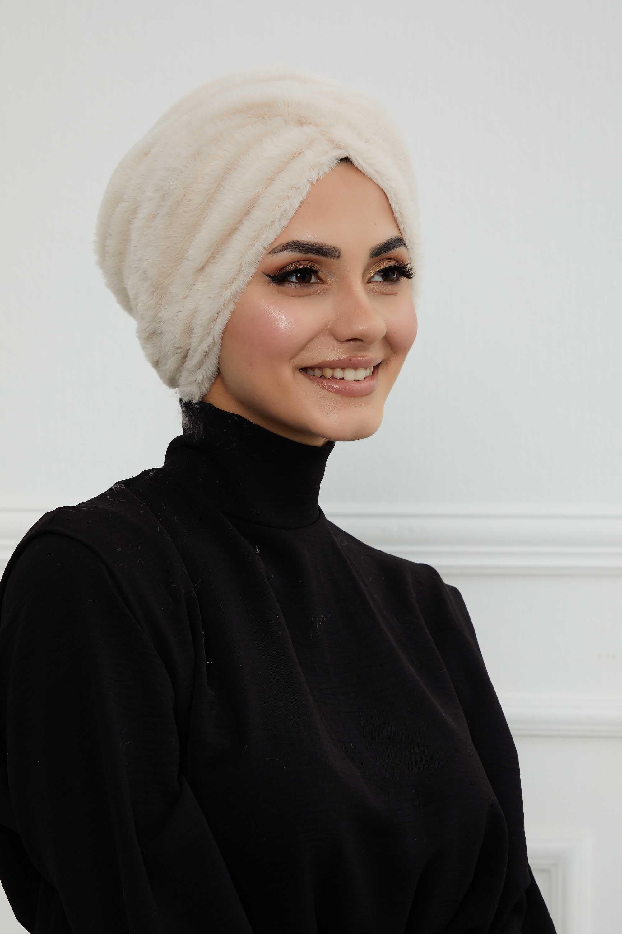 Peluş Yumaşak Dokulu Tesettür Bone,B-9PD