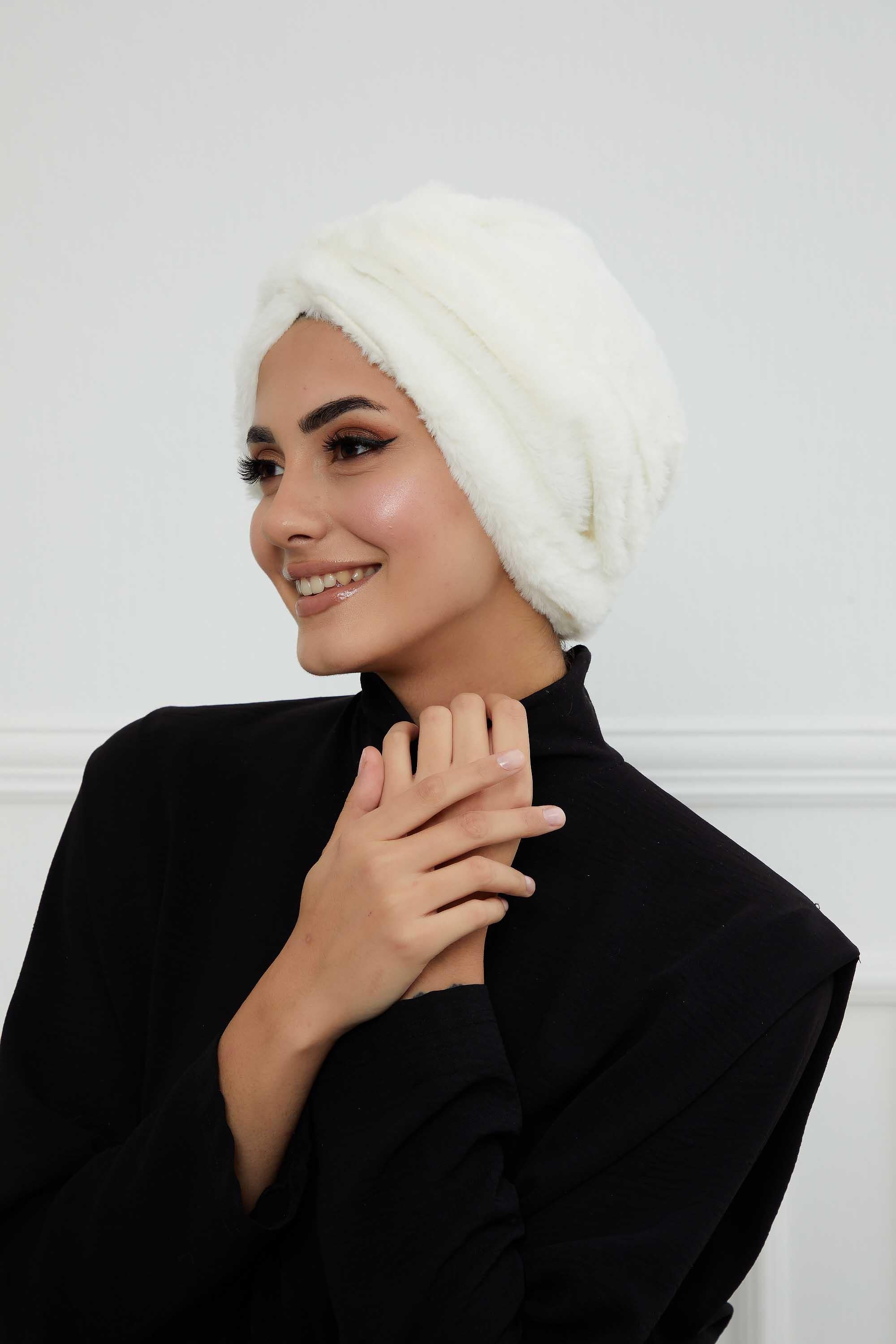 Peluş Yumaşak Dokulu Tesettür Bone,B-9PD