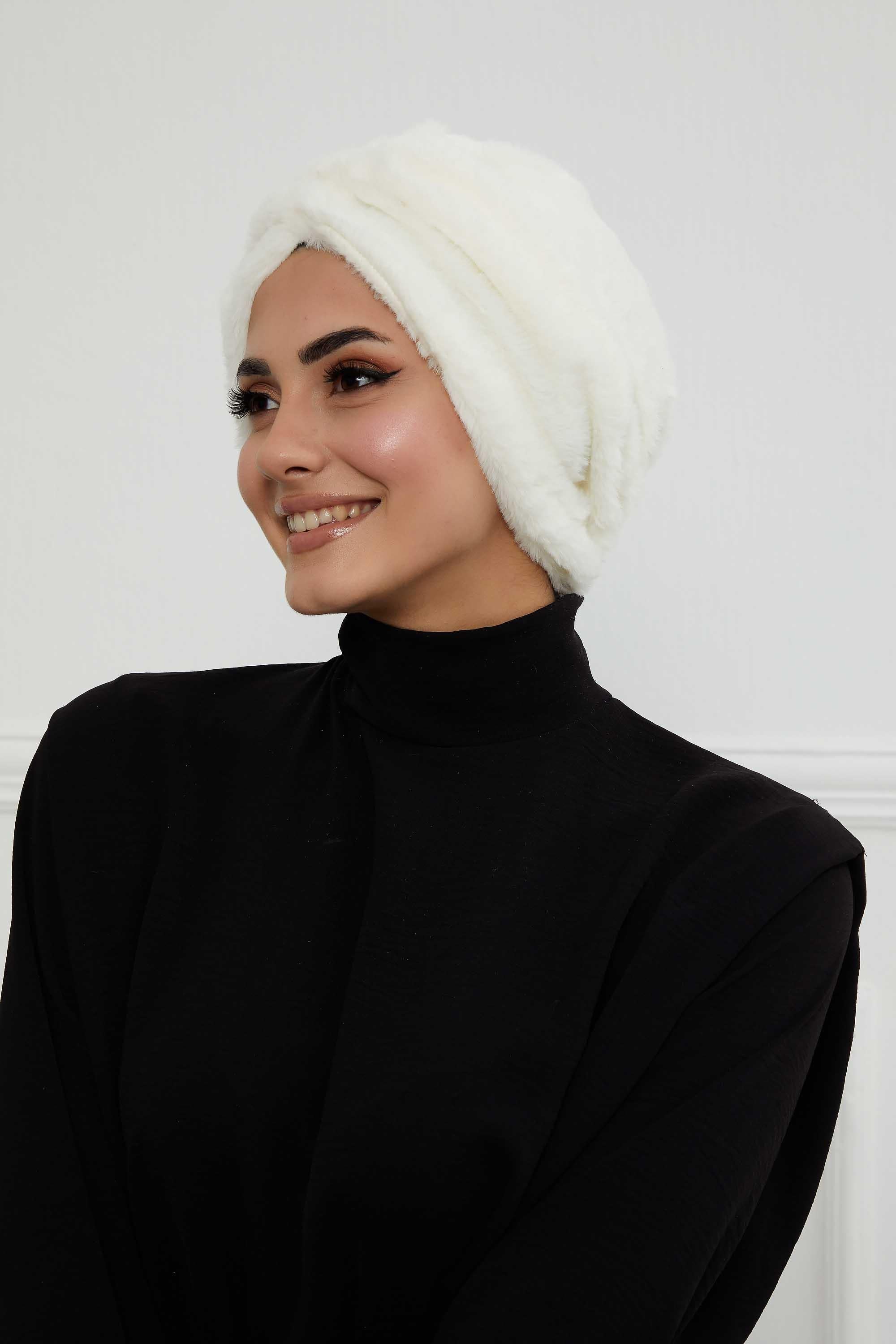 Peluş Yumaşak Dokulu Tesettür Bone,B-9PD