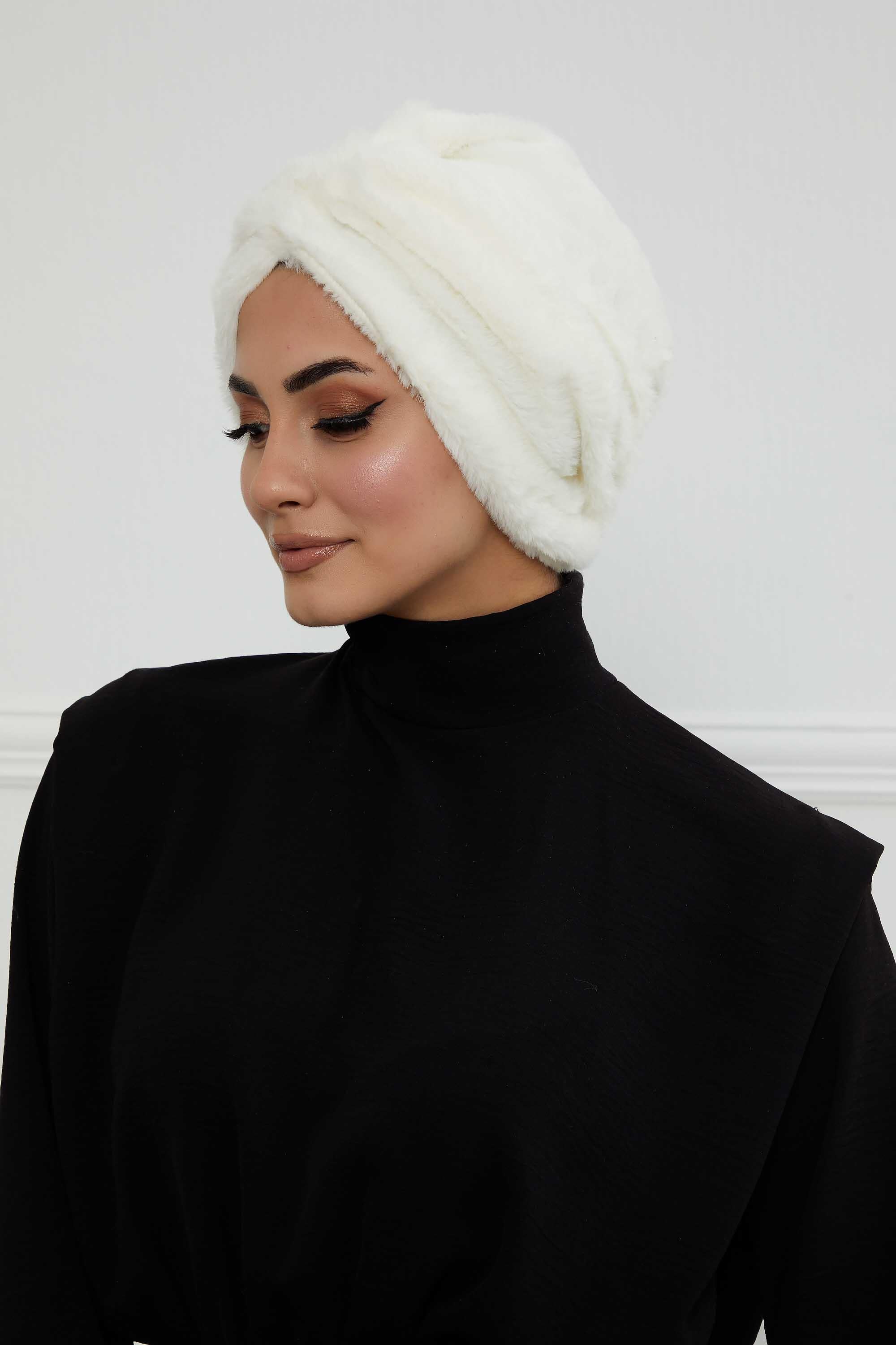 Peluş Yumaşak Dokulu Tesettür Bone,B-9PD