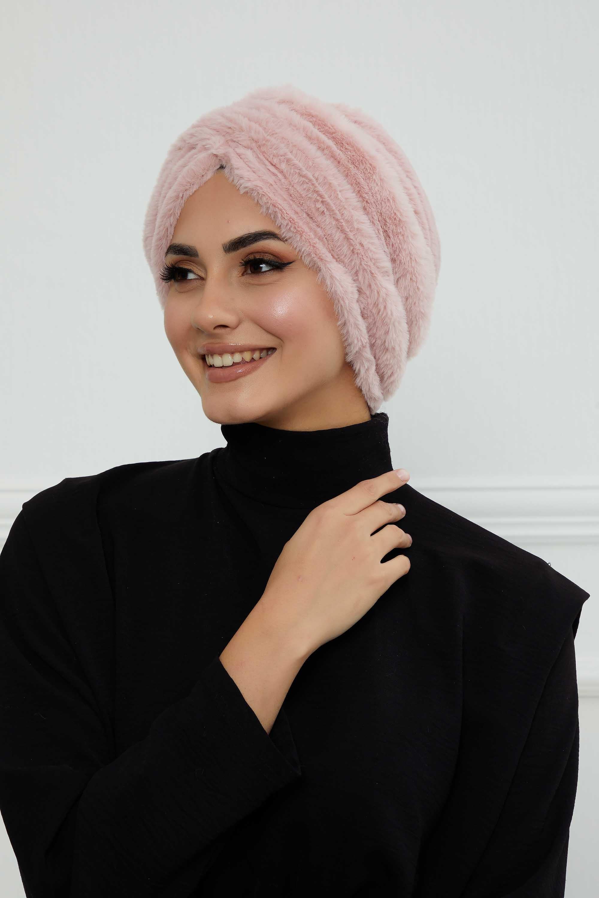 Peluş Yumaşak Dokulu Tesettür Bone,B-9PD