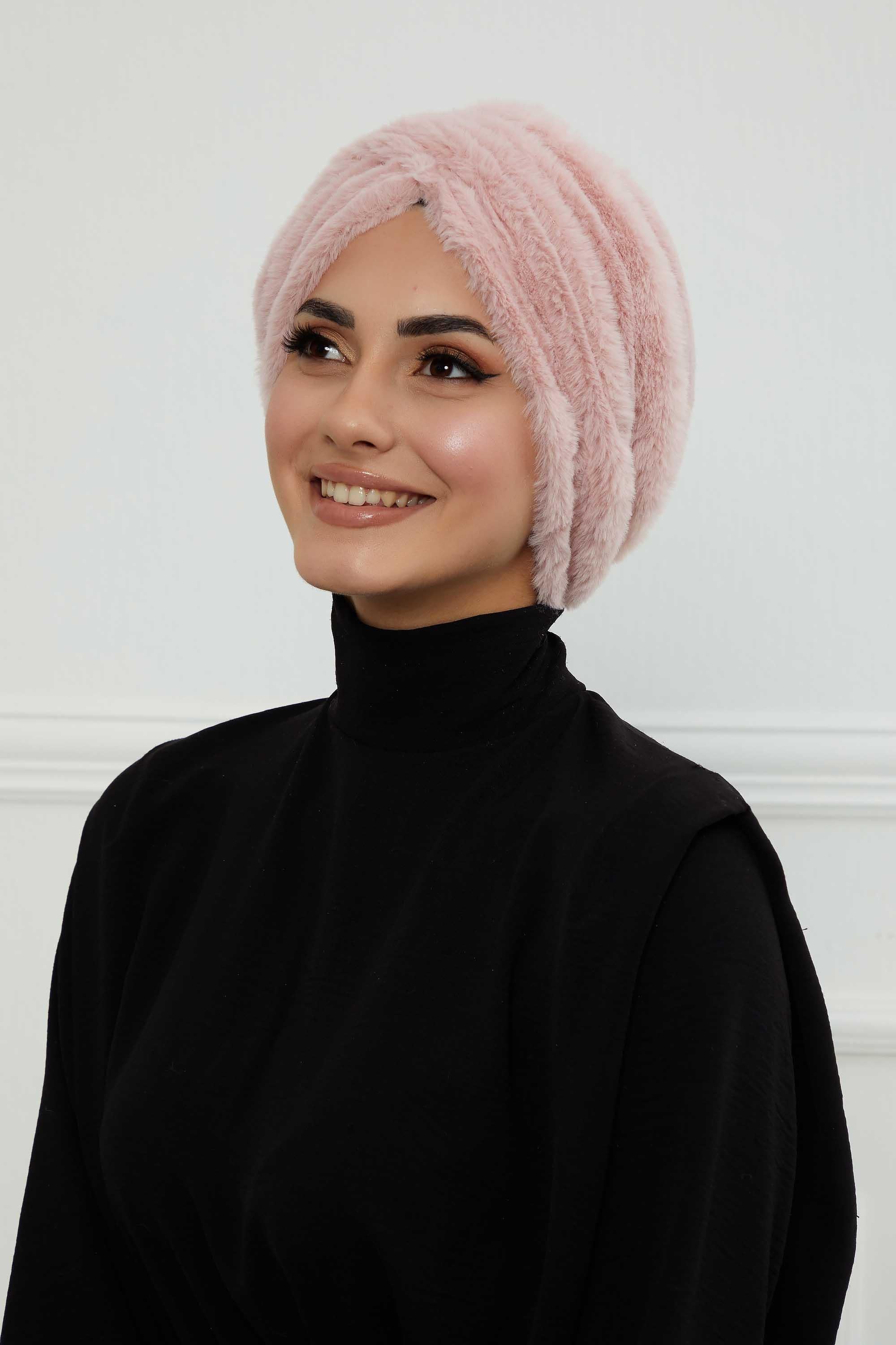 Peluş Yumaşak Dokulu Tesettür Bone,B-9PD