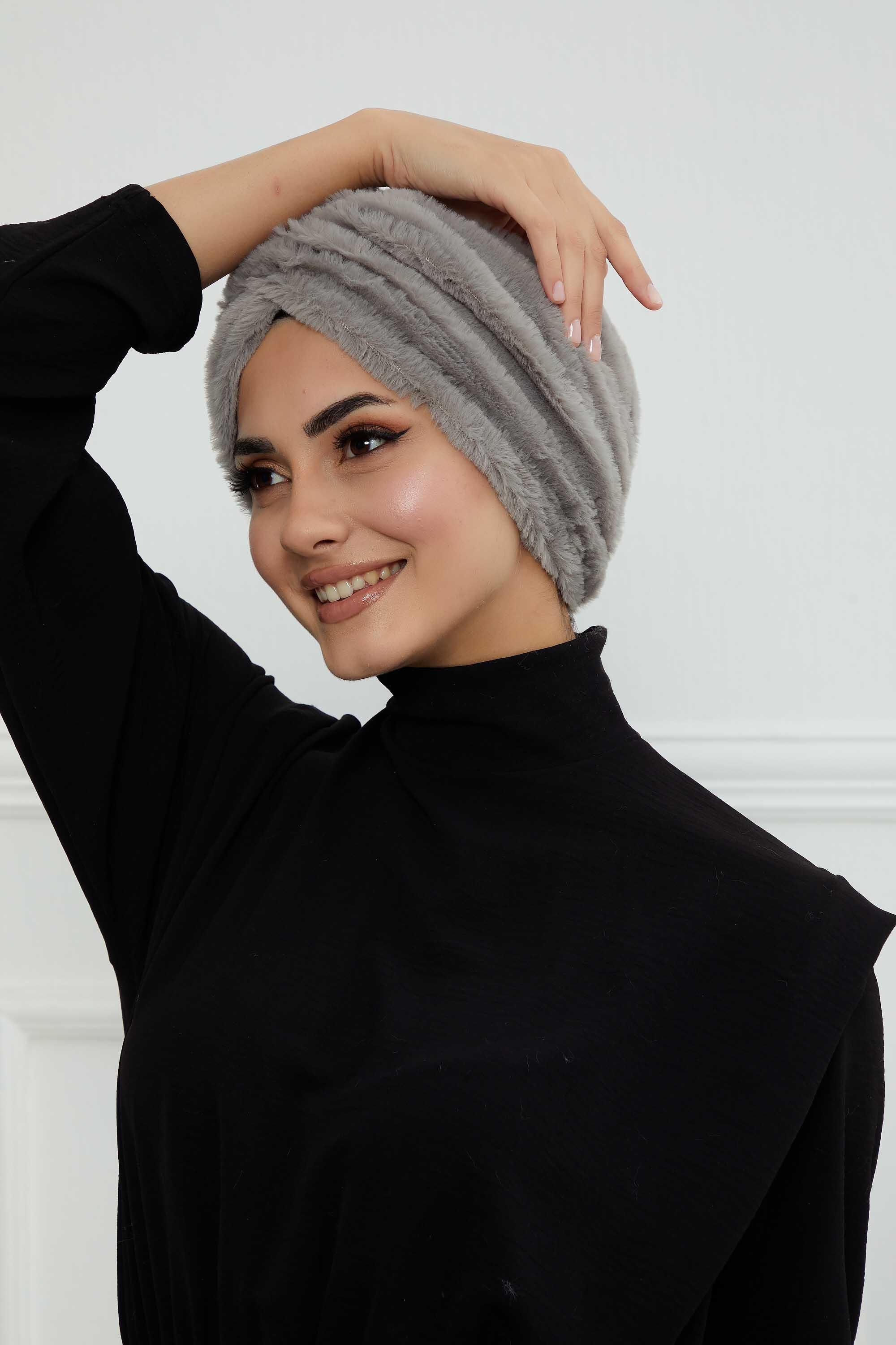 Peluş Yumaşak Dokulu Tesettür Bone,B-9PD