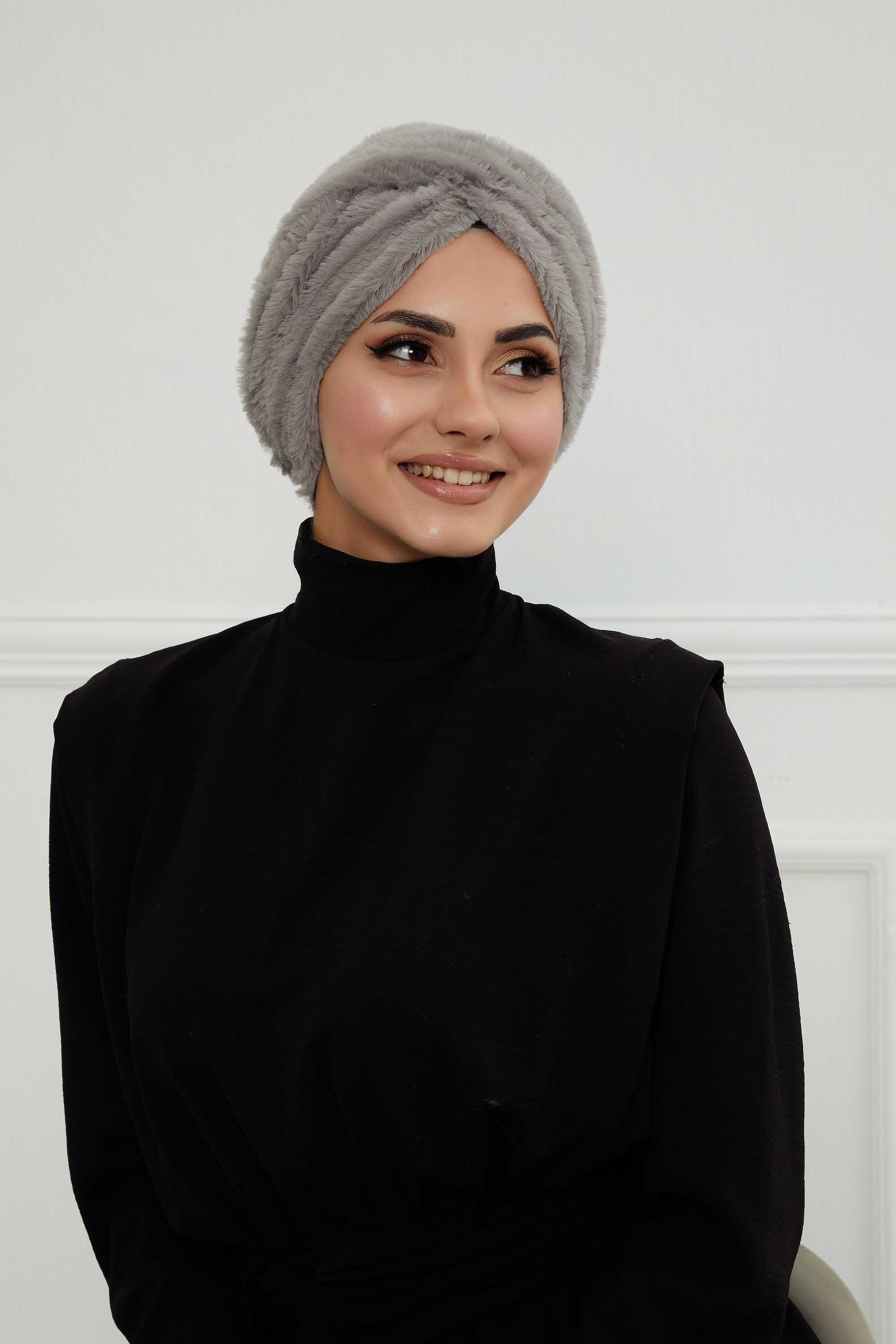 Peluş Yumaşak Dokulu Tesettür Bone,B-9PD