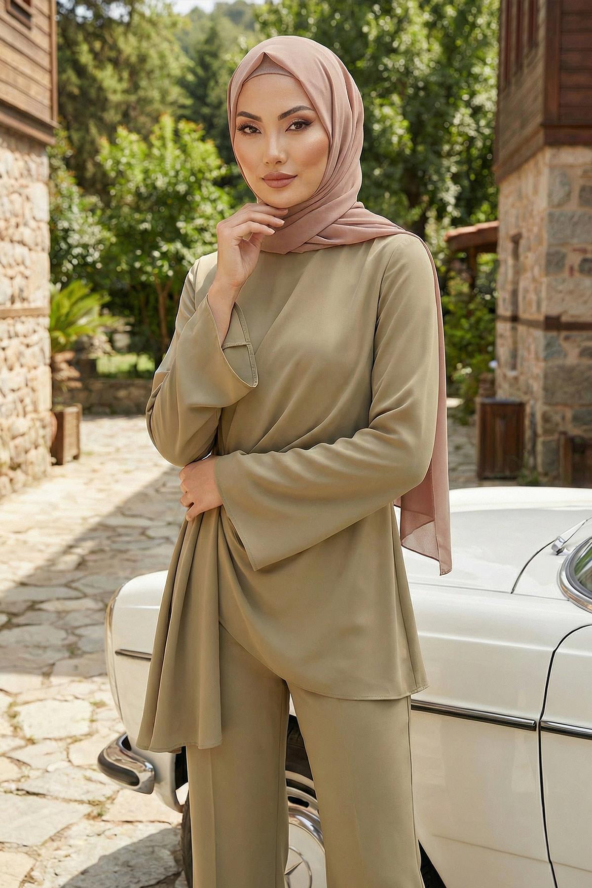 Penye Bone ve Pratik Şifon Şal İkili Takım,PS-48