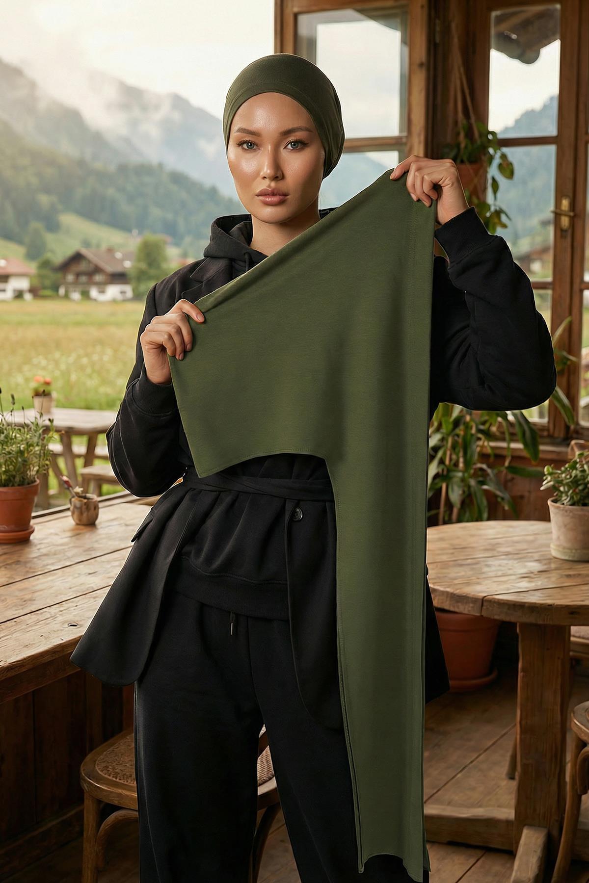 Penye Boneli Hazır Penye Kapşon Şal İkili Takım,PS-57