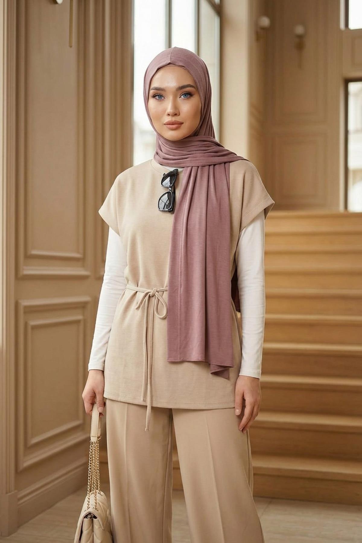 Penye Boneli Hazır Penye Kapşon Şal İkili Takım,PS-57