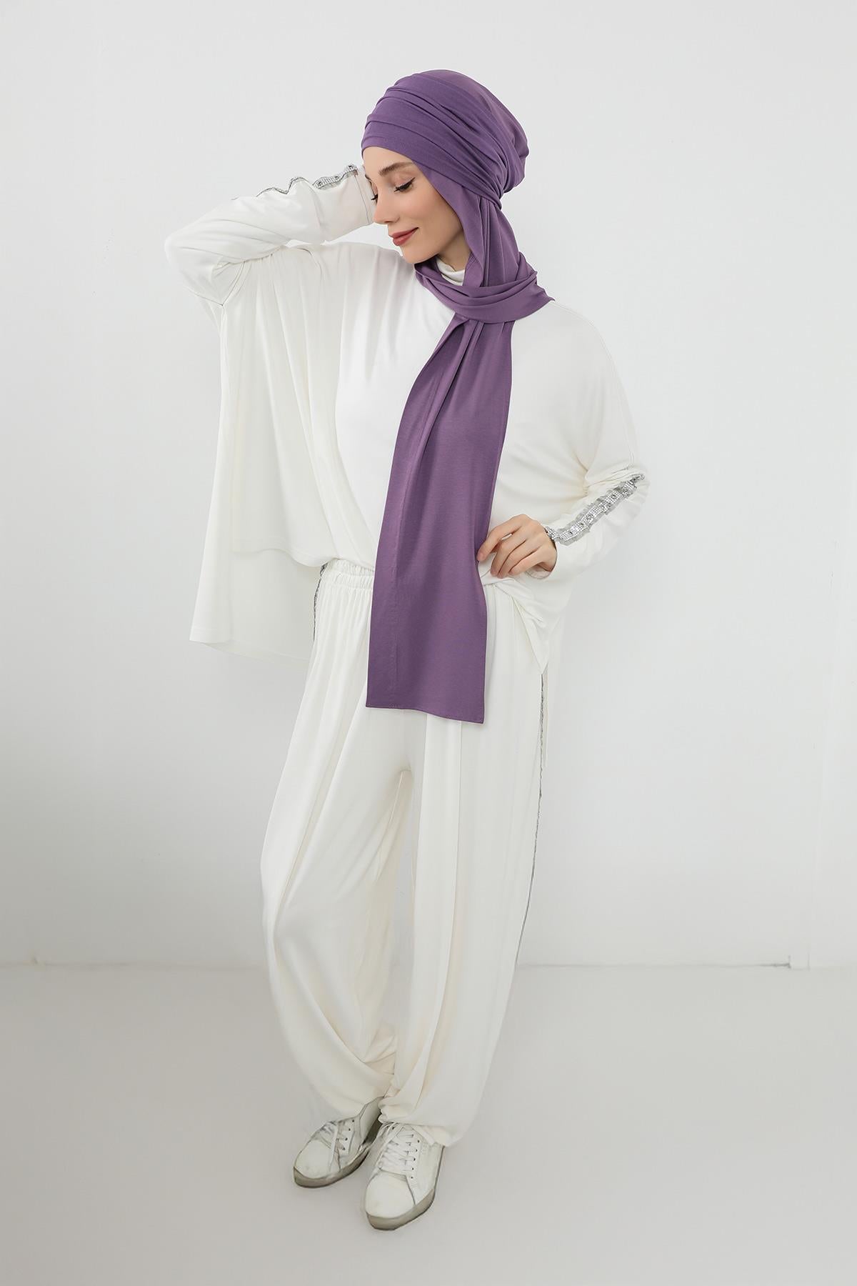 Penye Boneli Hazır Penye Kapşon Şal İkili Takım,PS-57