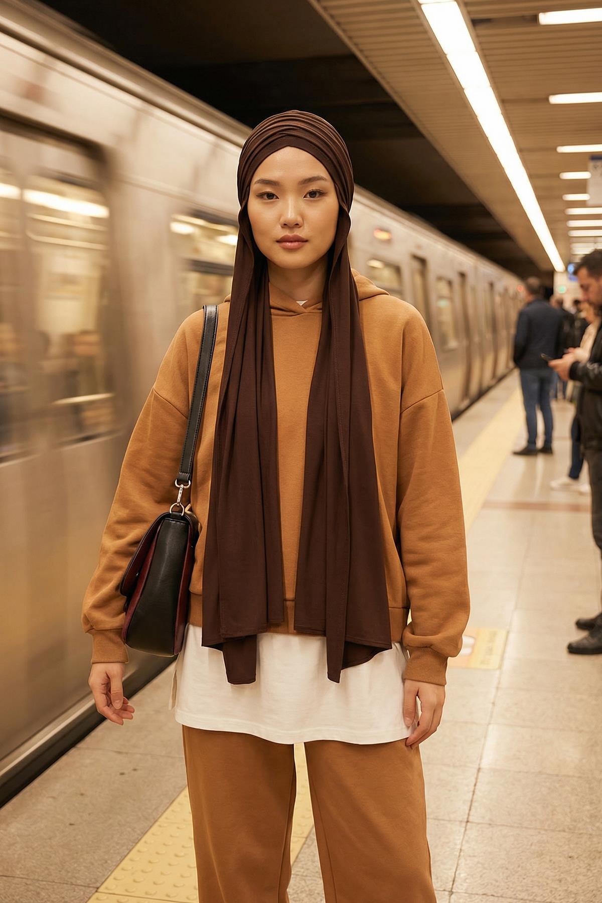 Penye Boneli Hazır Penye Kapşon Şal İkili Takım,PS-57