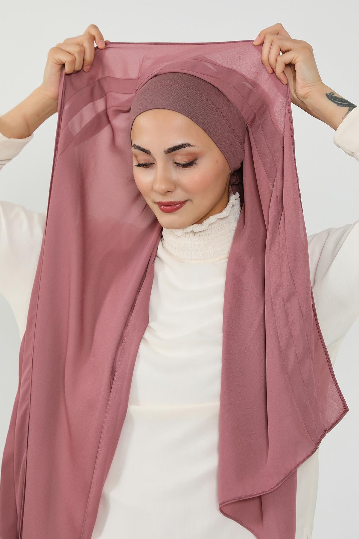 Penye İç Boneli Pileli Krep Şal,PS-47