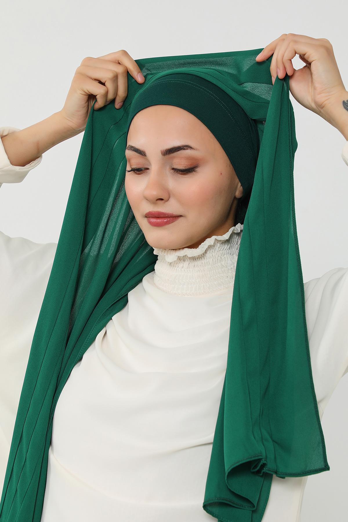 Penye İç Boneli Pileli Krep Şal,PS-47