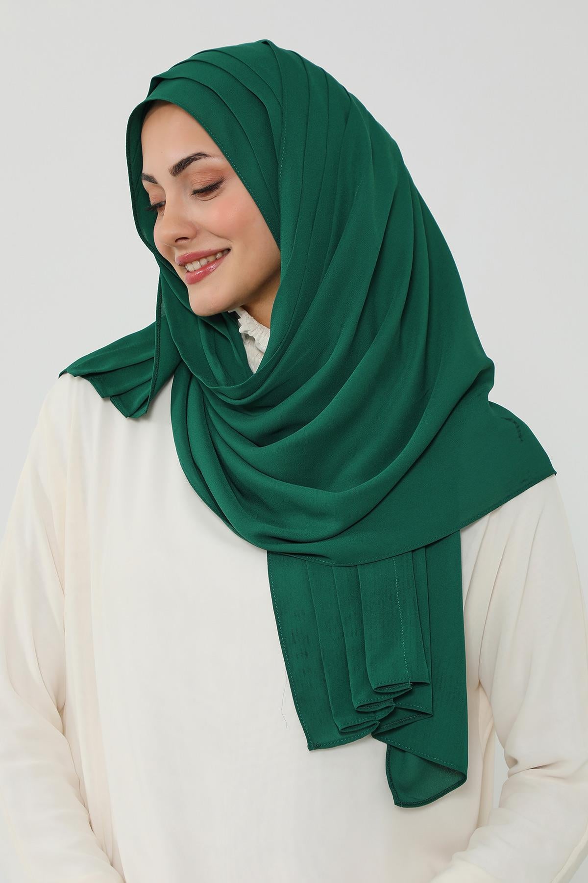 Penye İç Boneli Pileli Krep Şal,PS-47