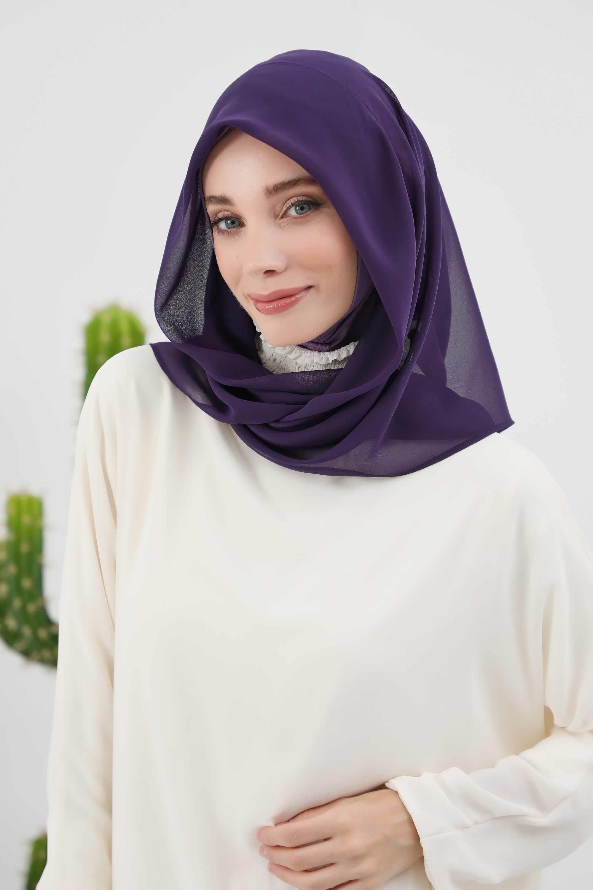 Penye İç Boneli Pratik Şifon Eşarp,PS-45