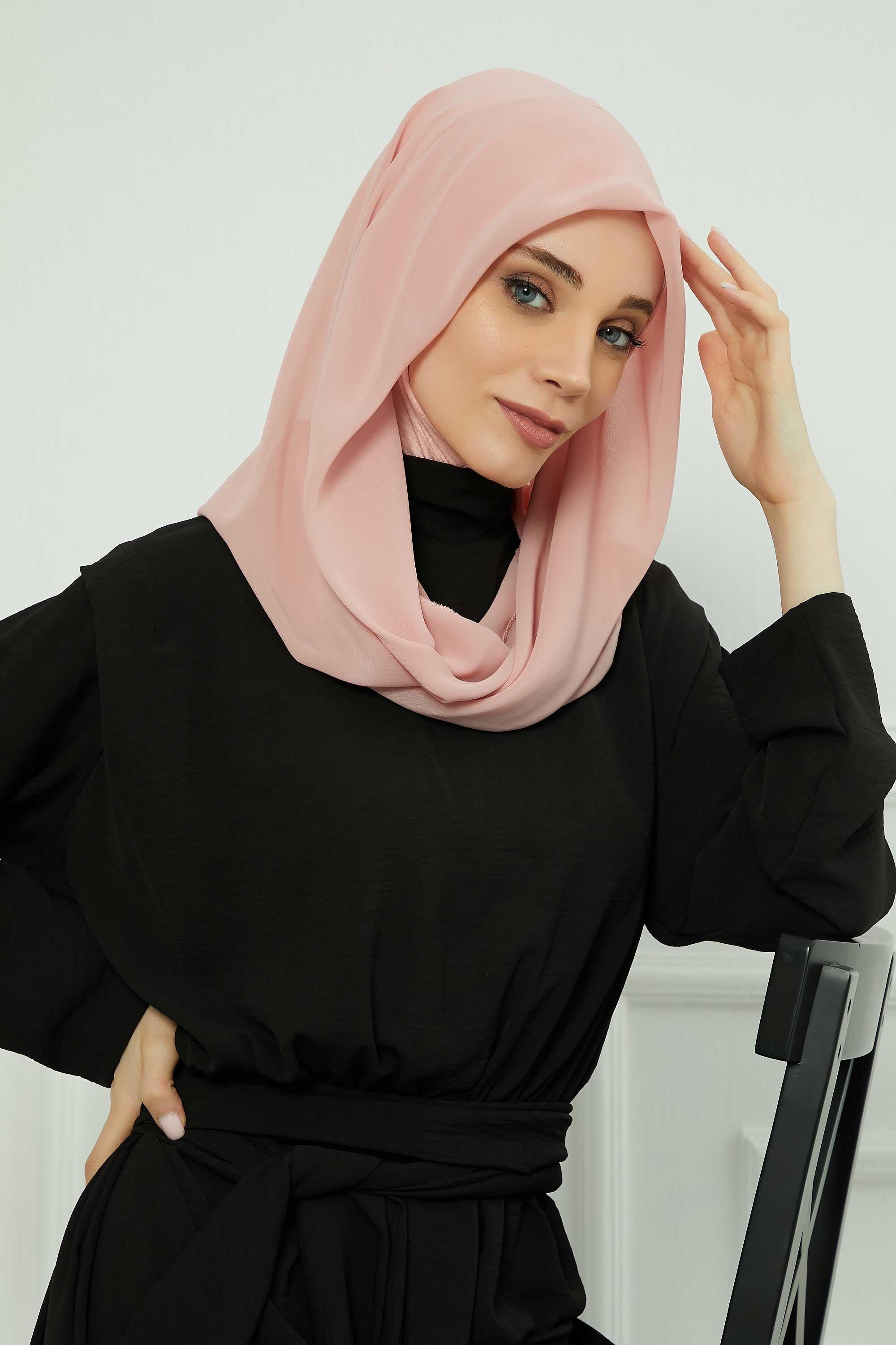 Penye İç Boneli Pratik Şifon Eşarp,PS-45