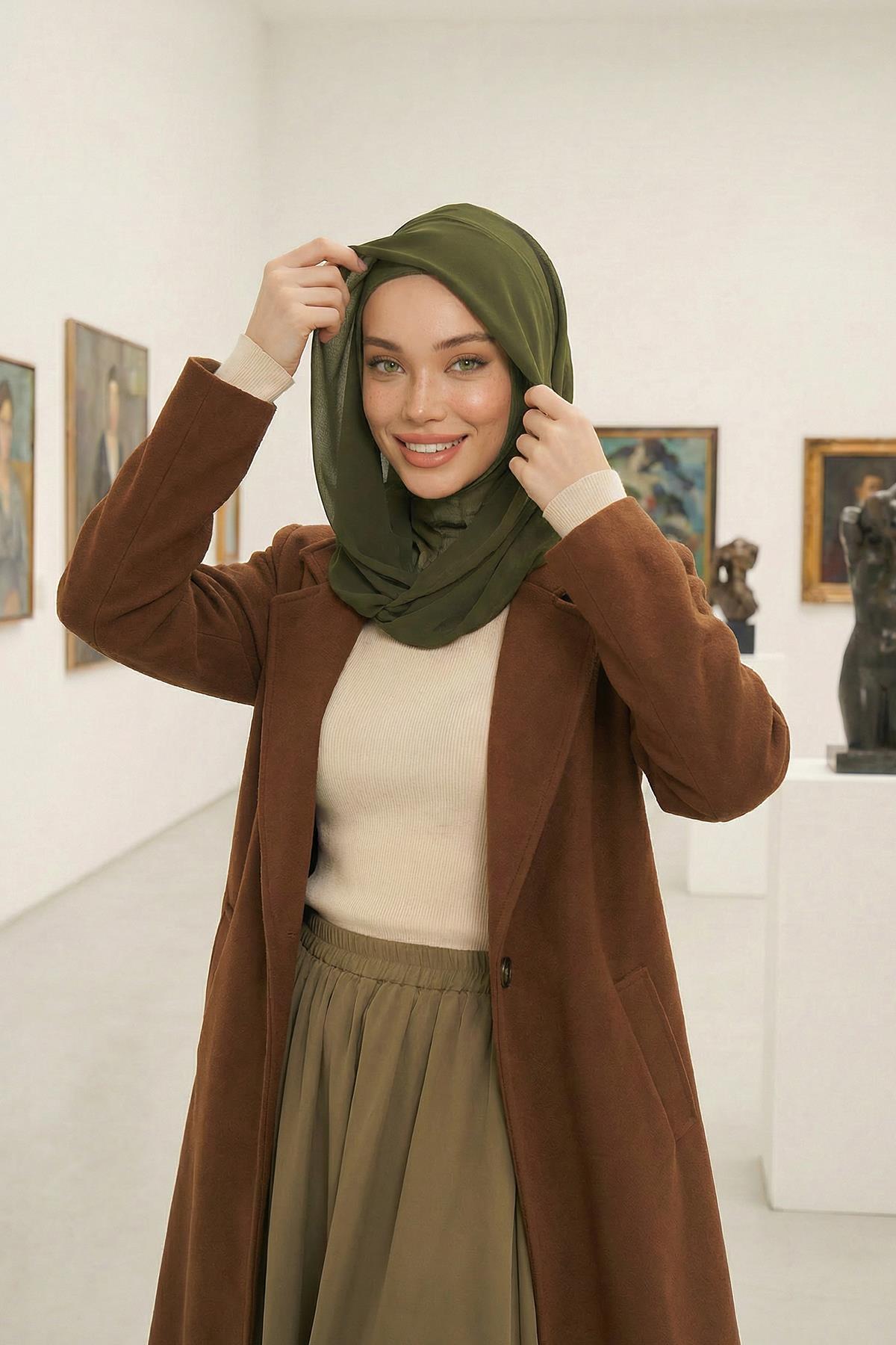 Penye İç Boneli Pratik Şifon Eşarp,PS-45