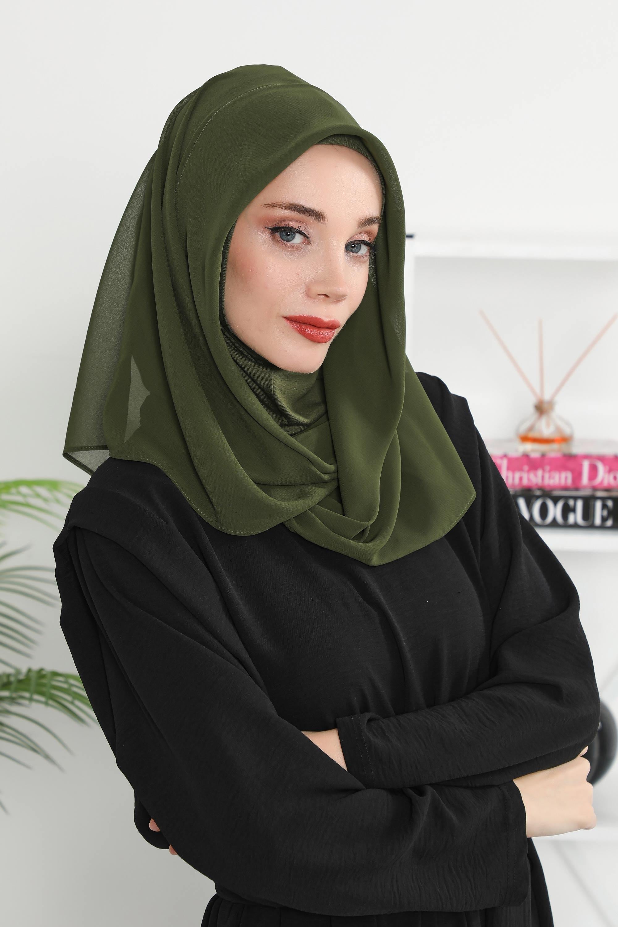 Penye İç Boneli Pratik Şifon Eşarp,PS-45