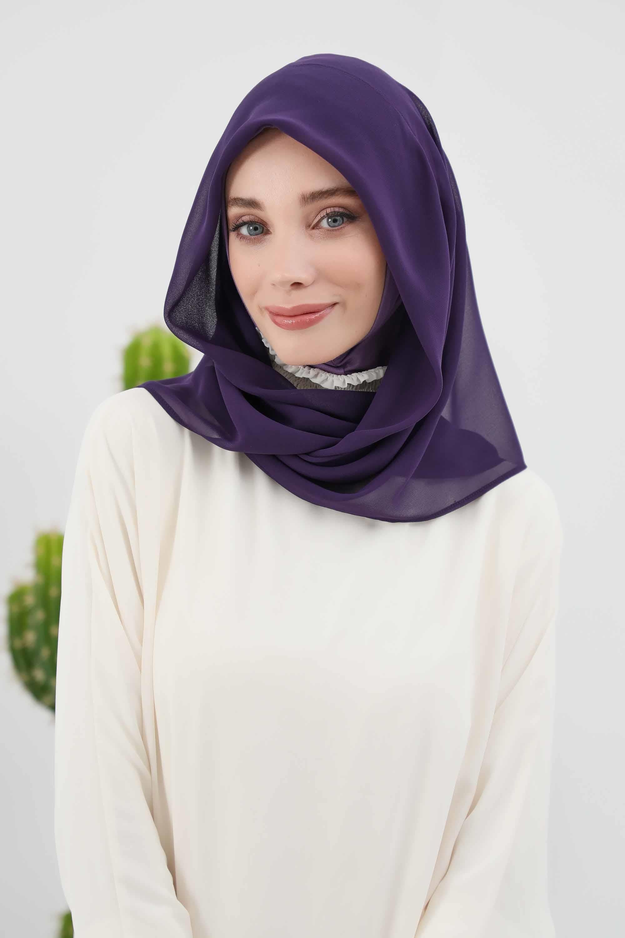 Penye İç Boneli Pratik Şifon Eşarp,PS-45