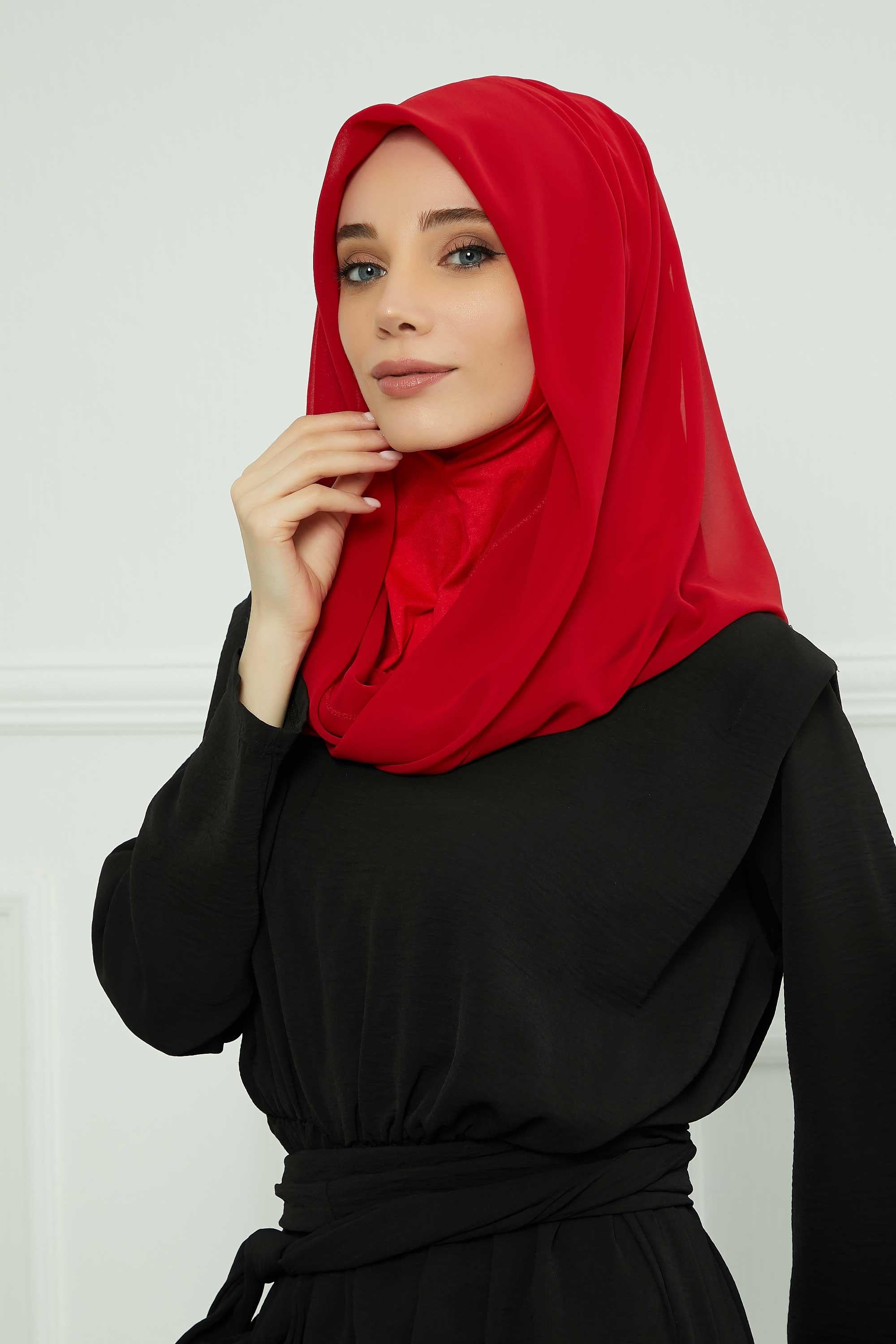 Penye İç Boneli Pratik Şifon Eşarp,PS-45