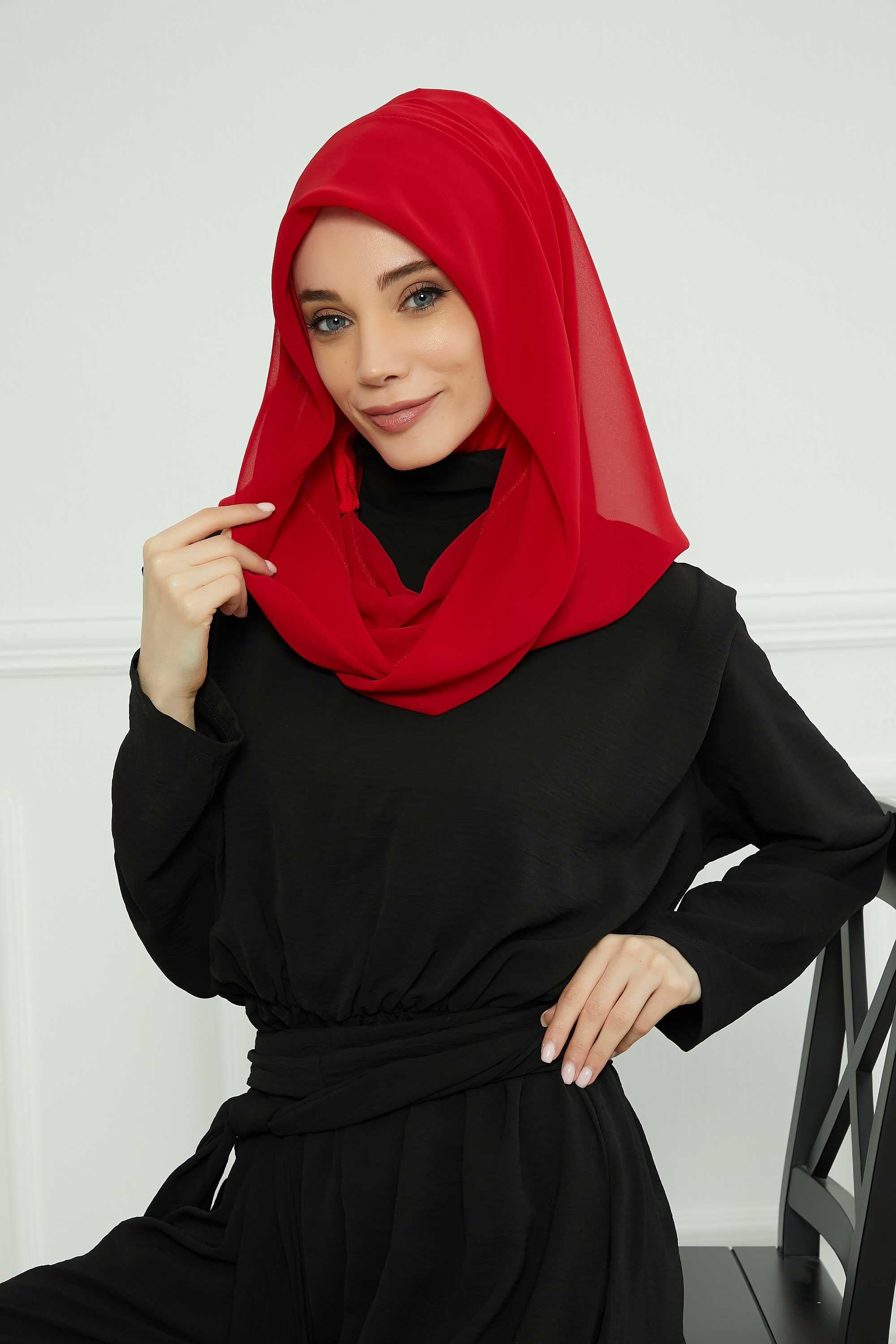 Penye İç Boneli Pratik Şifon Eşarp,PS-45