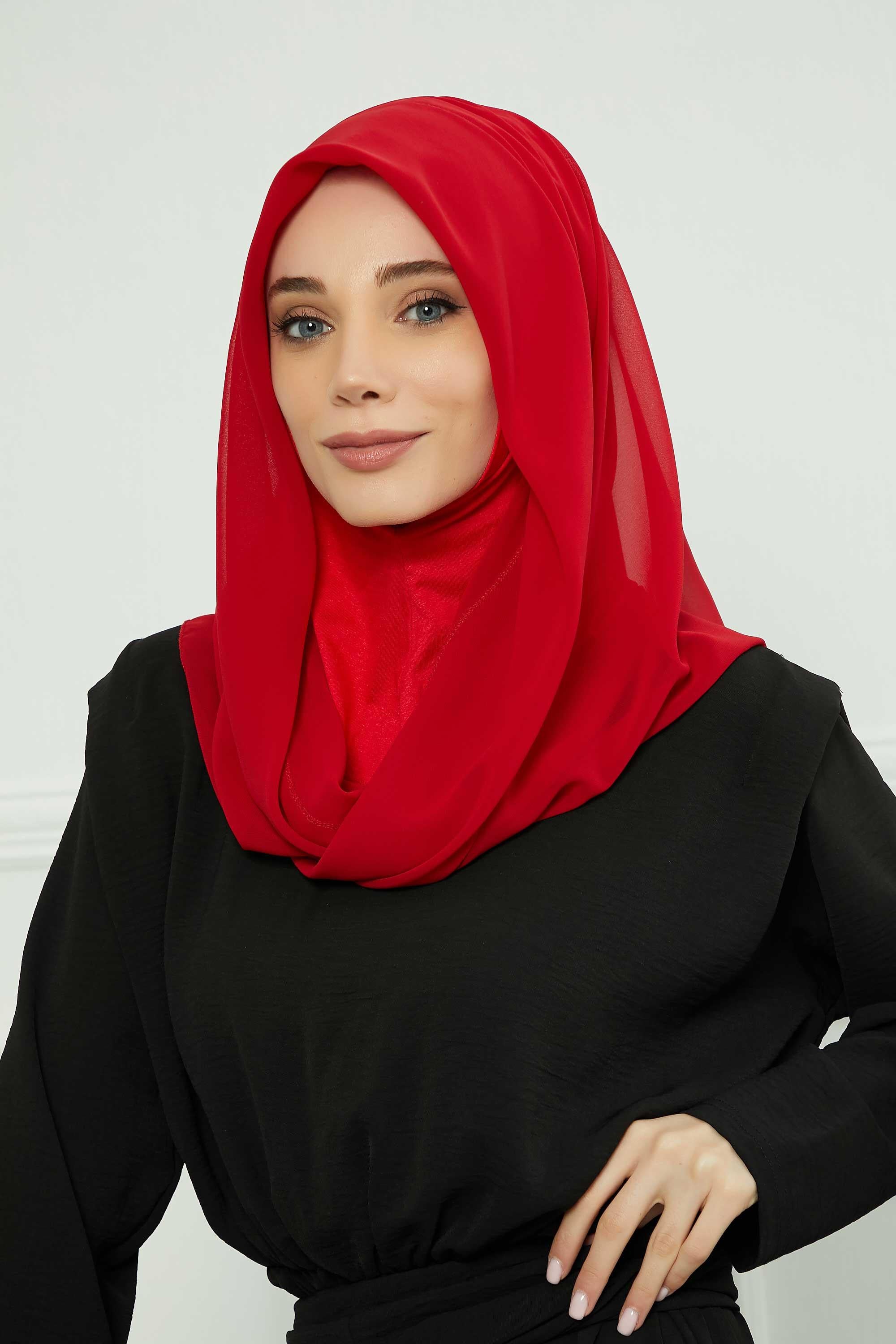 Penye İç Boneli Pratik Şifon Eşarp,PS-45