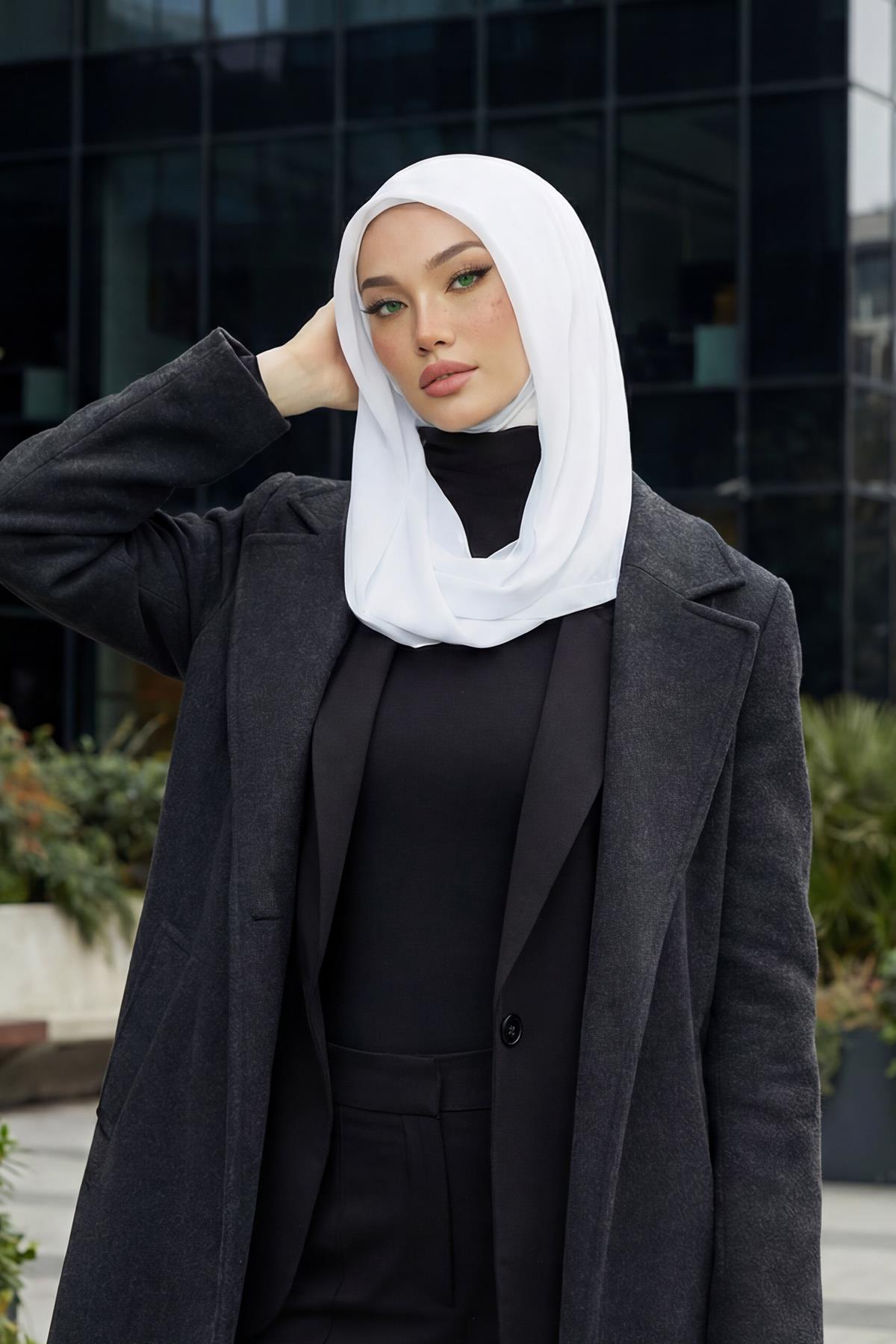 Penye İç Boneli Pratik Şifon Eşarp,PS-45